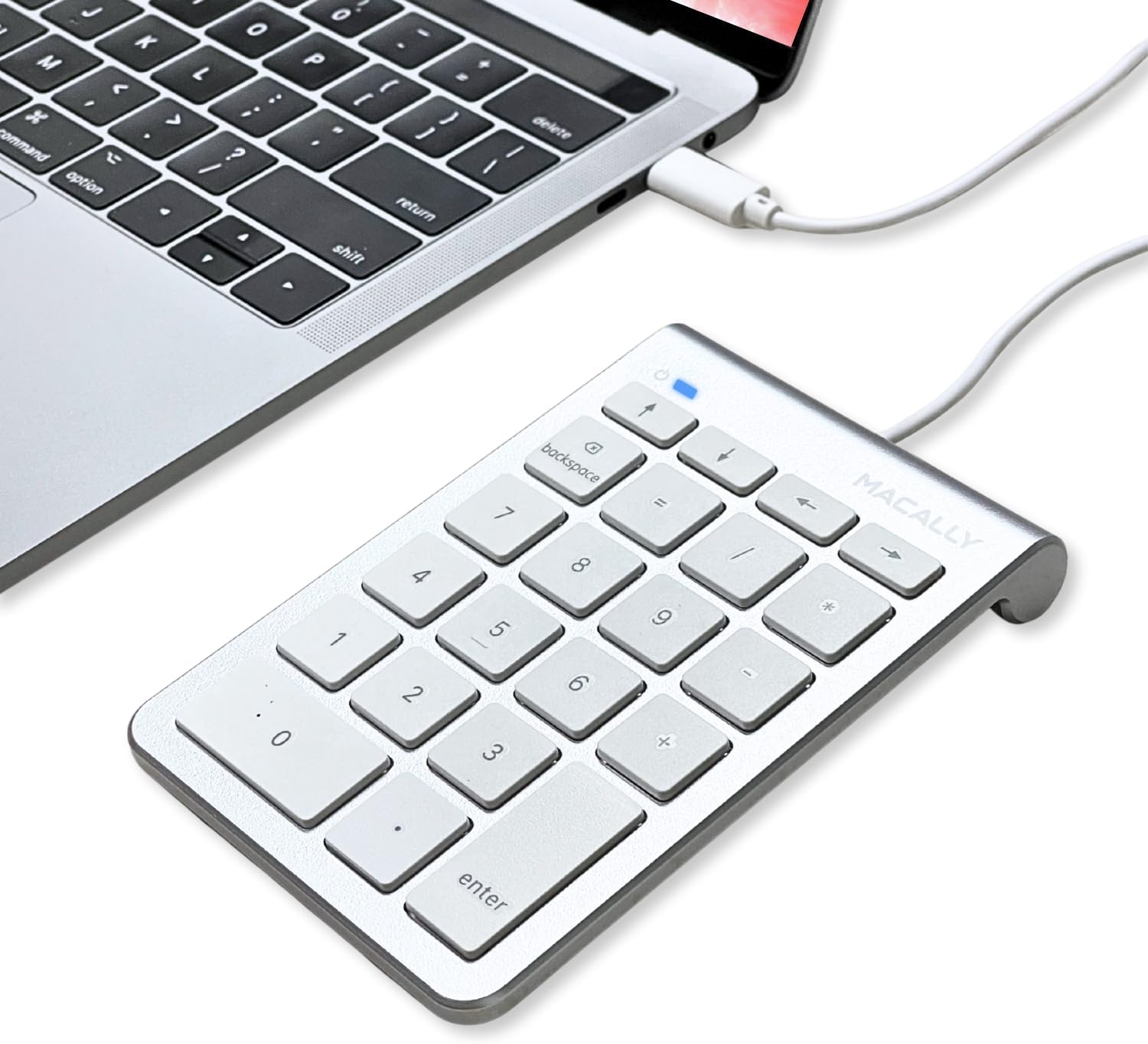 Macally Wired USB C Number Pad Keyboard – Type C Numeric Keypad for Laptop, Apple Mac iMac MacBook Pro/Air, iPad, Windows PC, or Desktop Computer – 10 Key USB Keypad Numpad with 5 Foot Cable