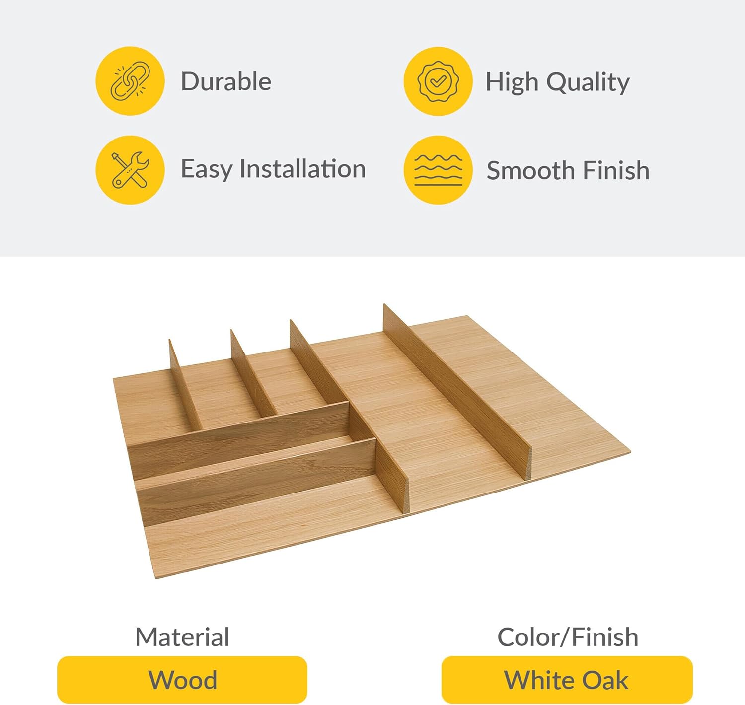 BRIXWELL QINT-003 Small Cutlery Tray, Fineline 24" 21 9/16" White oak, 548 mm width