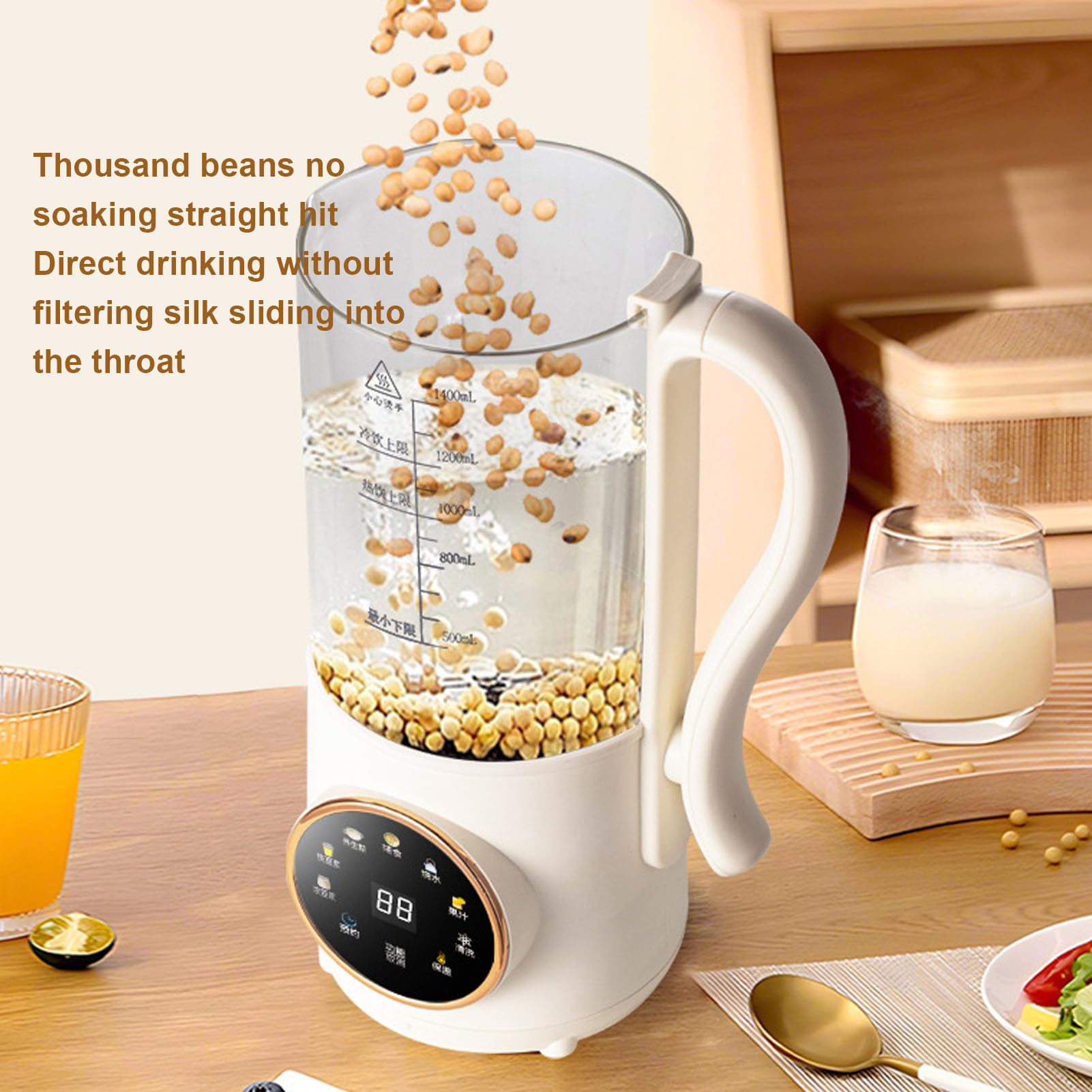 1400 Ml di Latte da Noci, Piccola Macchina Latte a Base Pianta Riscaldamento Automatico, Spremiagria Latte Soia per Mandorle Fatta in Casa, Avena, Cocco, Latte Soia, Bevande