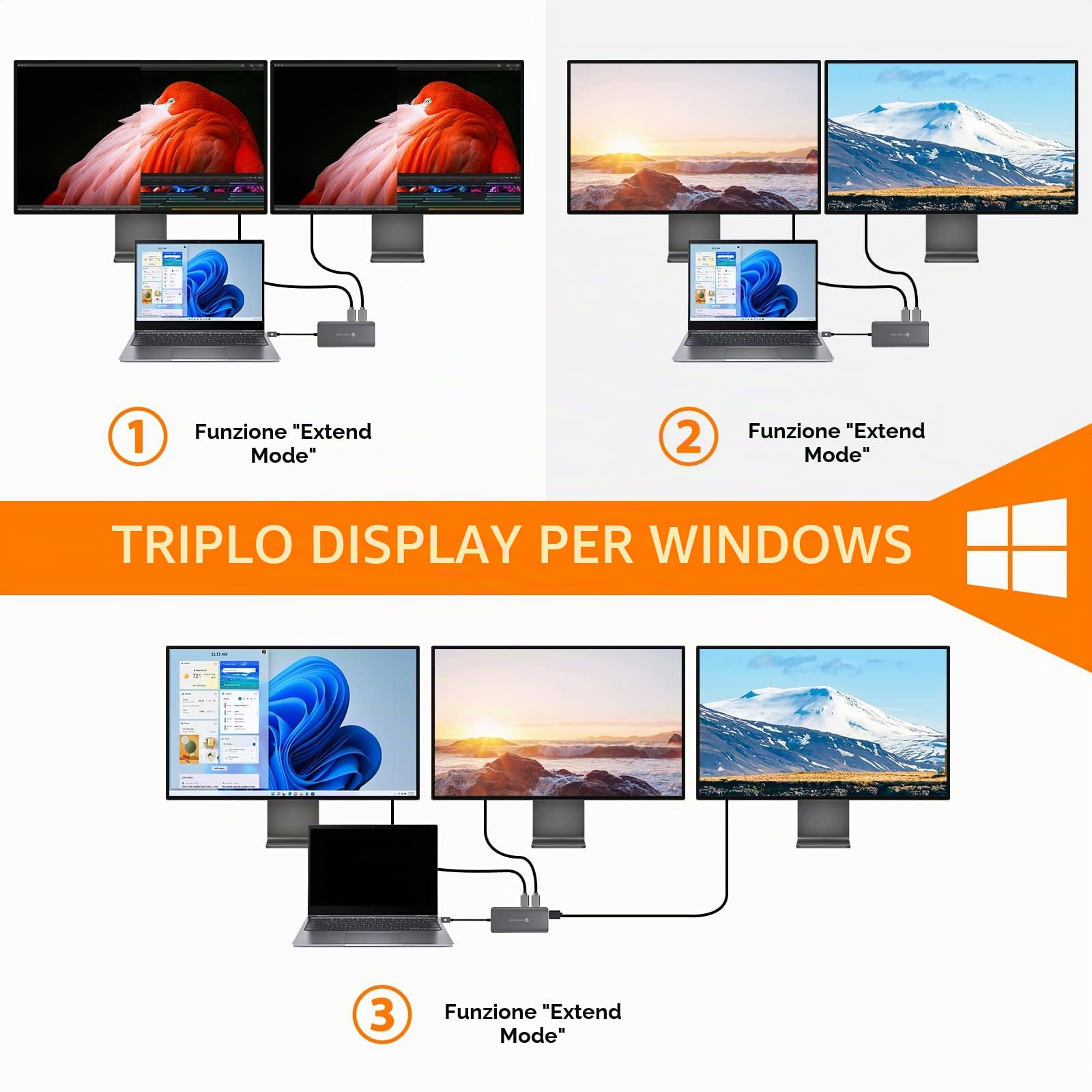NOVOO Docking Station Triple Display USB C Hub Con HDMI 4K@60Hz e DisplayPort 4K@120Hz, Gigabit Ethernet, 100WPD, SD/TF, 4 Porte USB per MacBook e Altri Laptop USB C