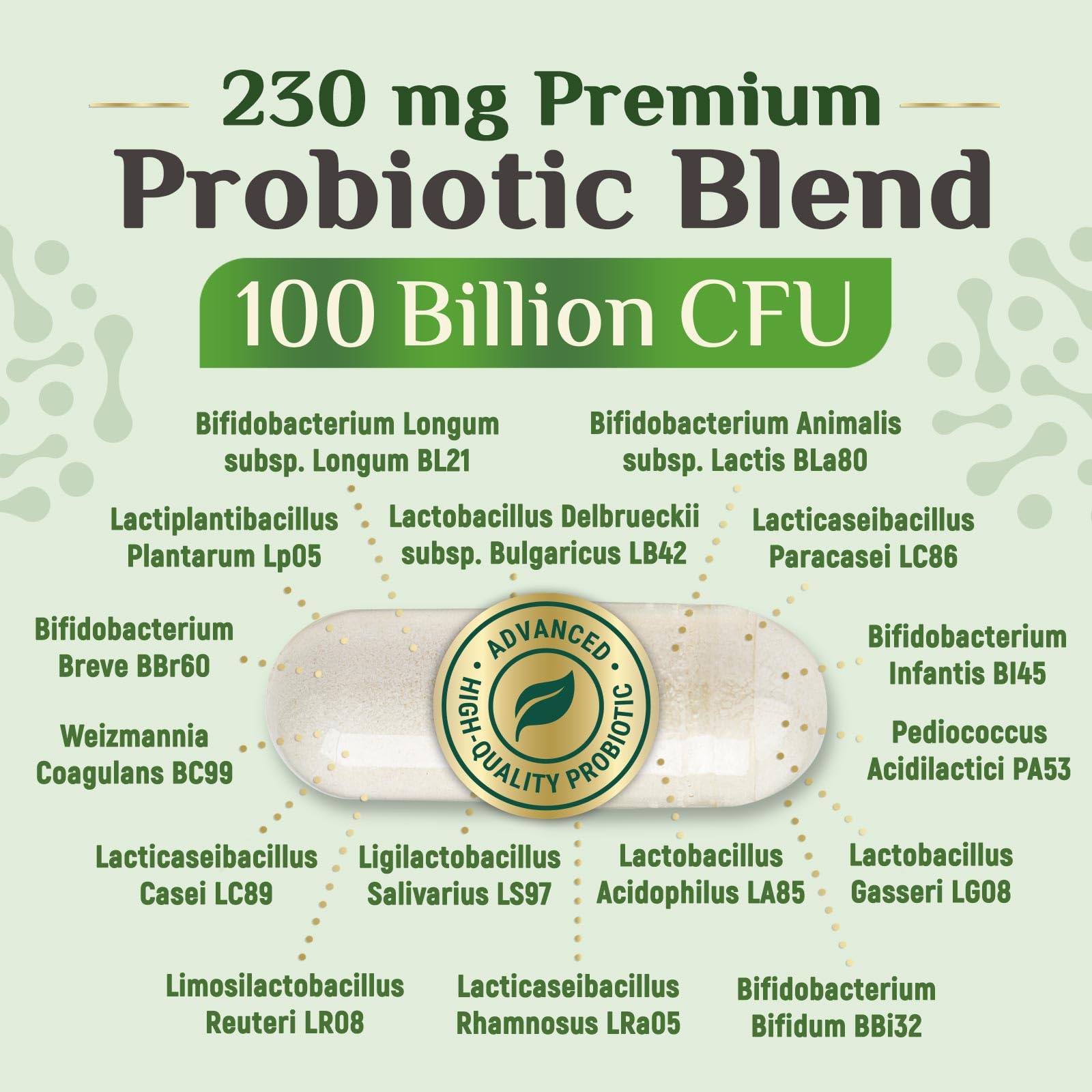 Probiotics 100 Billion CFU Capsules - Prebiotics, Acidophilus Probiotics Supports Immune System Digestive Health, Supports Occasional Constipation & Bloating, Daily Supplement for Women - 60 Capsules