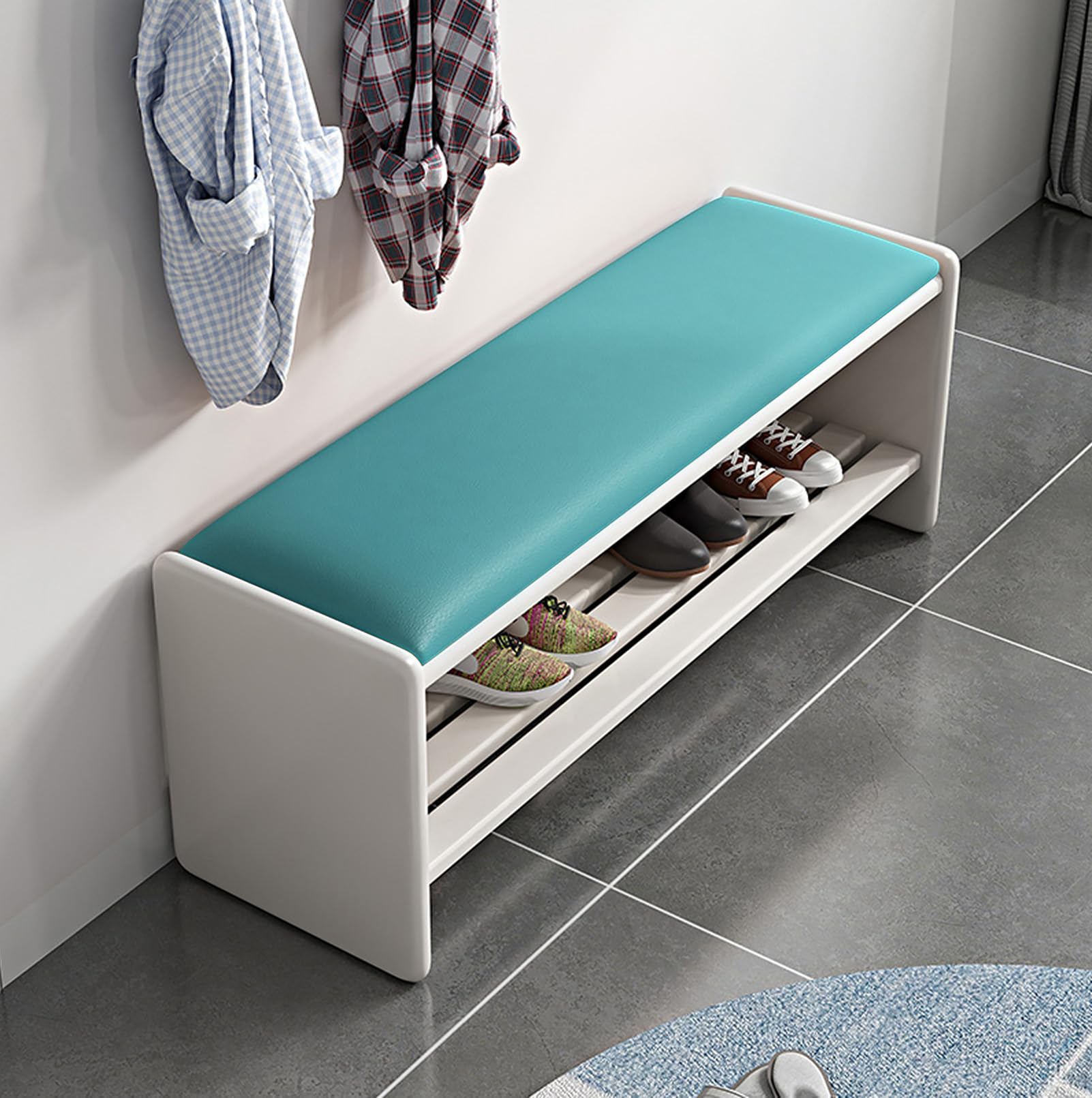 Banc à chaussures avec siège coussin pour une entrée chaleureuse
