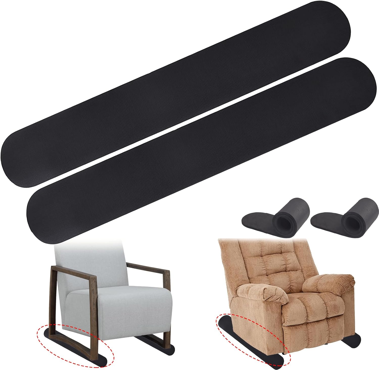 Non Slip Furniture Pads for Recliner, 30in Anti Slip Recliner Pads for Hardwood Floors, Rubber Recliner Chair Floor Protectors for Hardwood, Under Recliner Floor Protector, Recliner Grippers 2 PCS