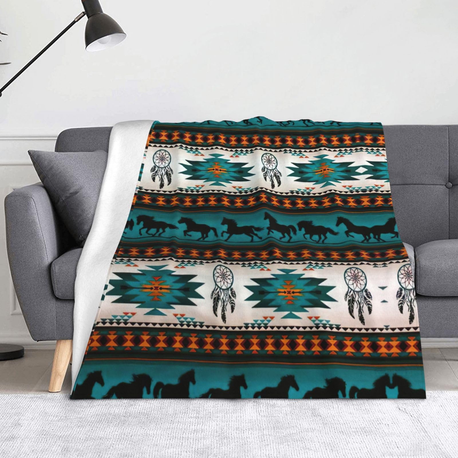 Couverture douce confortable imprimé cheval plaid léger voyage camping 127x152