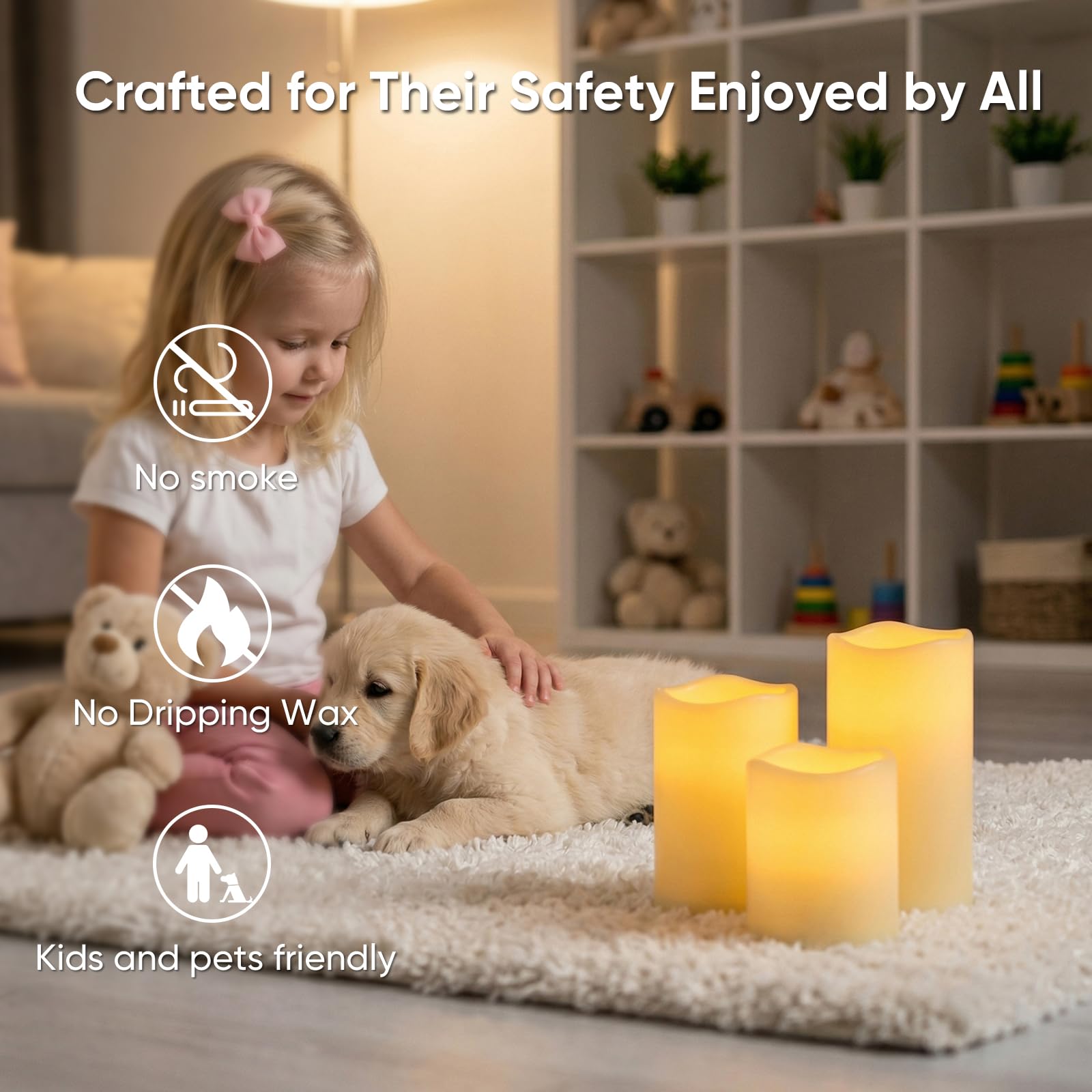 5plots D3 x H5 12,7 cm 15,2 cm 15,2 cm Set di 4 candele impermeabili senza fiamma, candele a LED a batteria con telecomando a 10 tasti e timer, richiede 2 batterie AA per interni, casa, Halloween