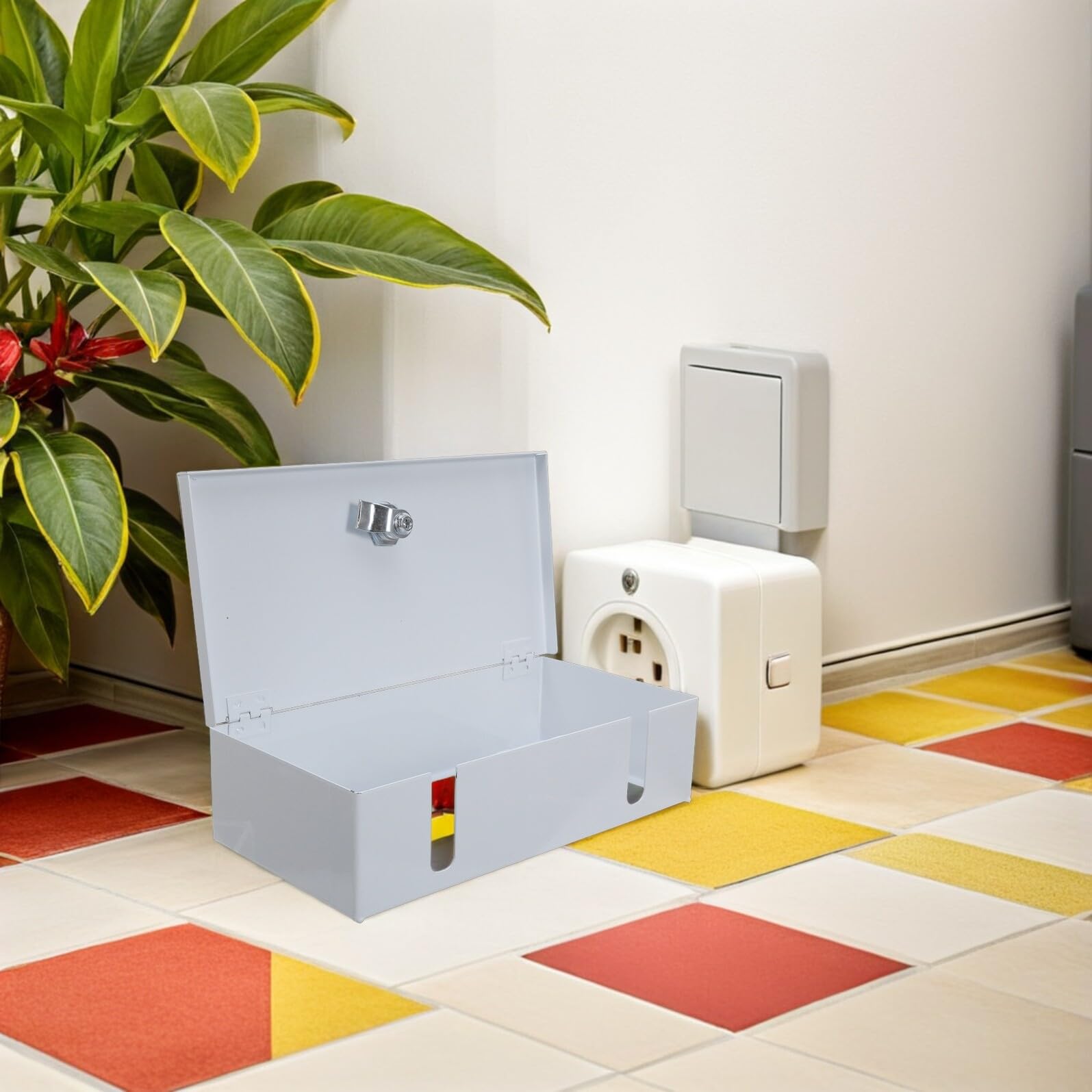 jojofuny Copertura per Presa Esterna 86 Tipo in Ferro Bianco Serratura Protezione Antipioggia Resistente alle Intemperie per Prese Elettriche da Esterno per Bagno Cucina e Uso