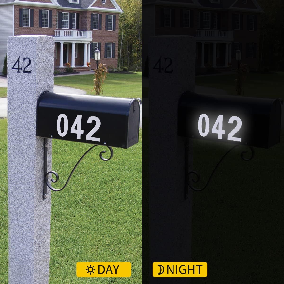 100Pcs Reflective Mailbox Numbers Stickers (0-9) Include 10 Sets (3‘’x 6 sets, 4" x 4 sets) Waterproof and Sun-proof Mailbox Decal, Self Adhesive Vinyl Numbers for Mailbox,House,Door,Signs,Address.