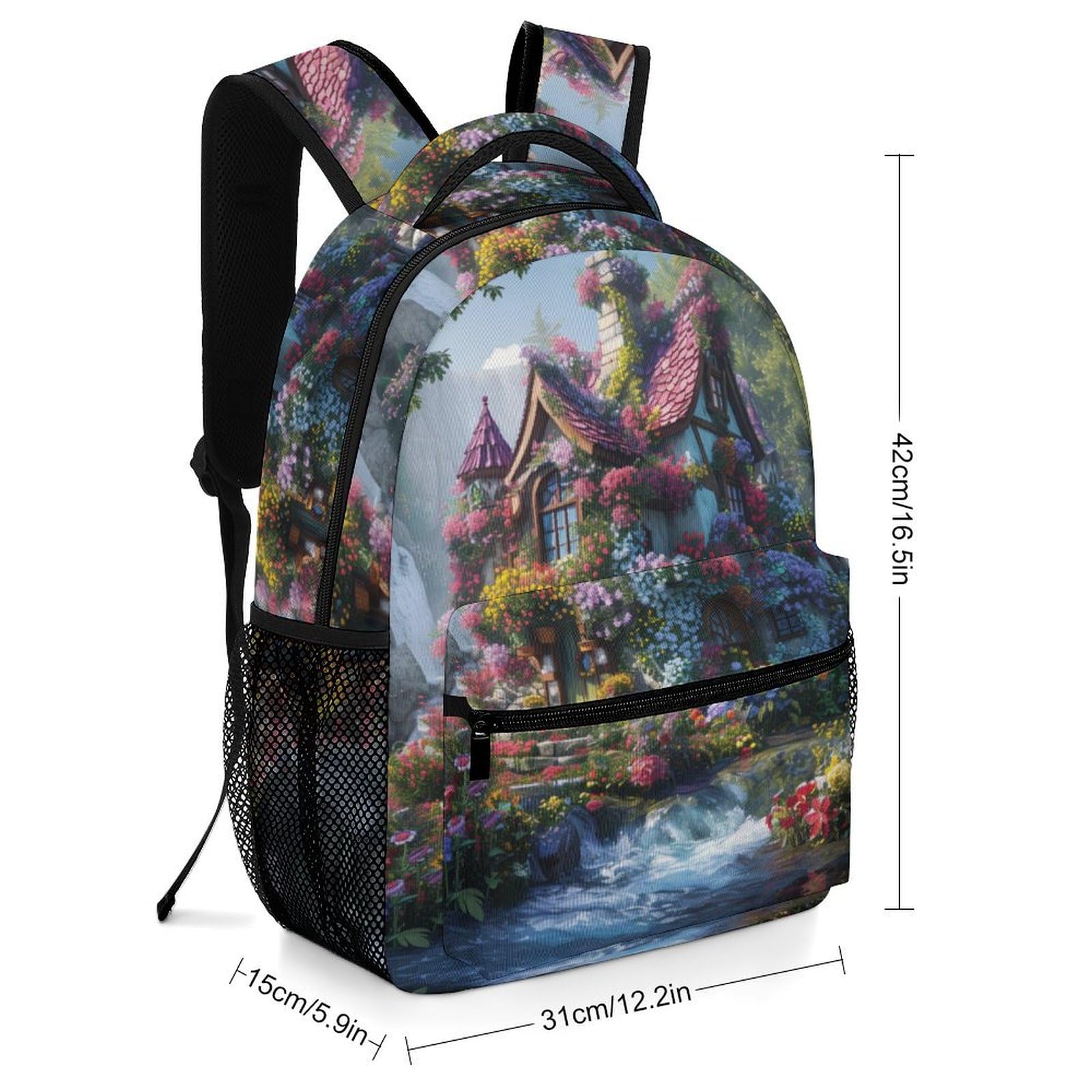 Cabaña de montaña Mochila Niña hermoso paisaje Morrals Calidad Y Resistencia Mochila Colegio Mochila Infantil De Gran Capacidad Para Niñas Y Niños One Size