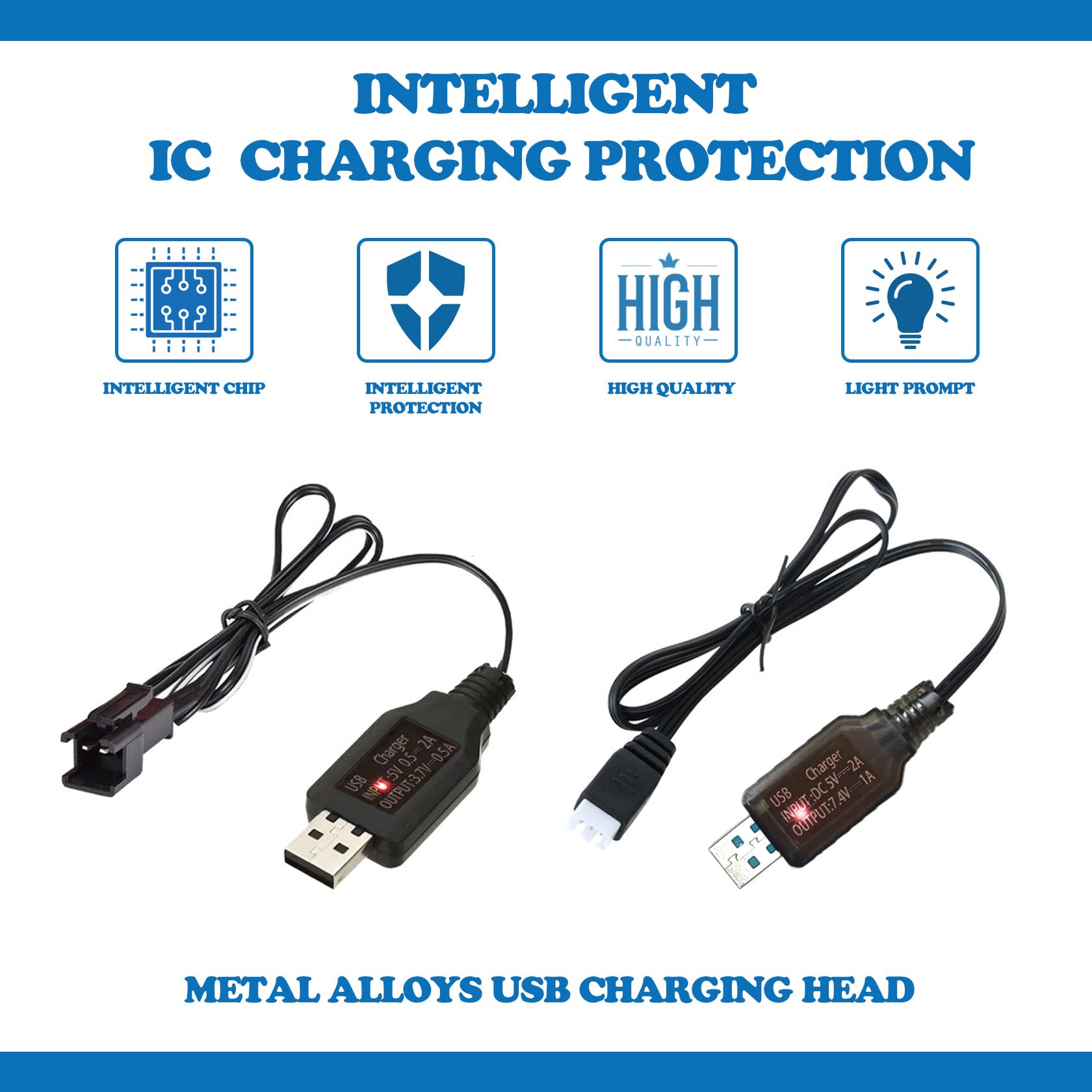 Câble De Charge USB Pour Batteries LiPo 3,6V-3,7V - Connecteur SM-2 Broches Avec LED Pour Jouets RC