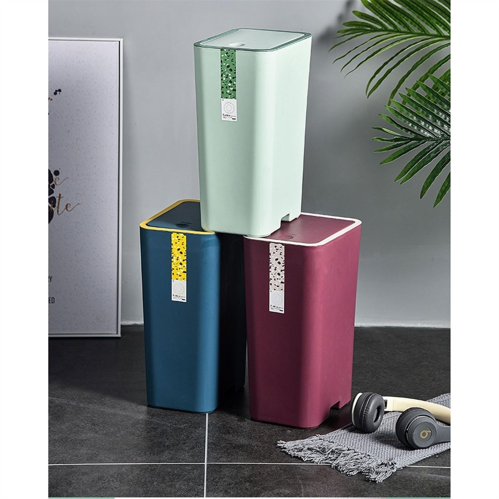 Cestino per la spazzatura interno alla moda, Pattumiera pressata a fessura da 12 l for la casa, soggiorno, cucina, con coperchio, cestino for la carta igienica, bagno di grande capacità Ottieni più sp