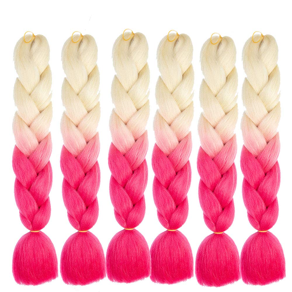 Shangxiu Ombre Braiding Hair blond to red Jumbo Braiding Hair Extensions 6Packs Kanekalon Synthetic Hair Extensions for Braiding (blonde to red)