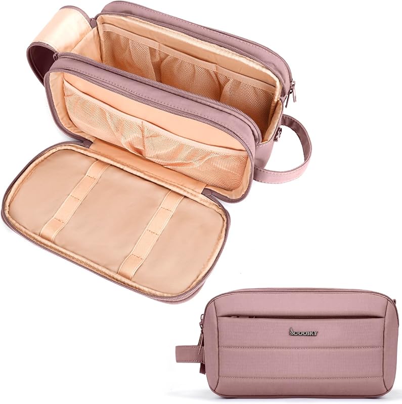 Necessaire de viagem COOSKY com 4 compartimentos, separação para itens secos e úmidos, material resistente à água, Dark Purple, 1 unidade