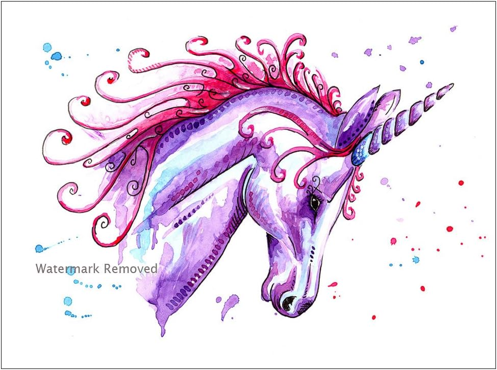 Unicorn Art Prints Painting Poster Bedroom Art Birthday Gift stocking filler - A4 or A5 Prints - Mounted Options Available (A4 Print with 11 x 14 Mount, Paint Splash Background)