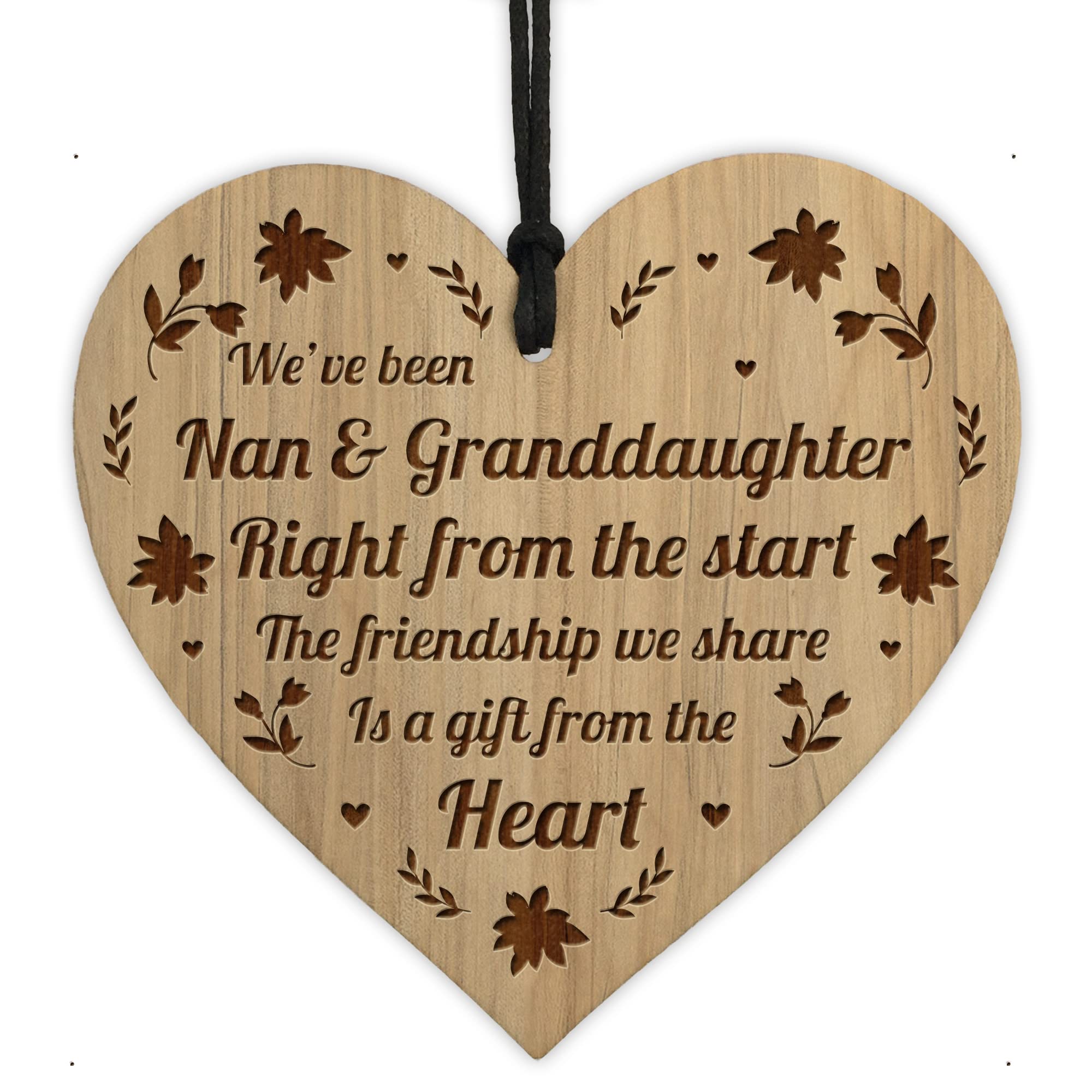 Red Ocean Nan Gifts Granddaughter Gifts Engraved Heart Birthday Christmas Gifts For Nan Granddaughter