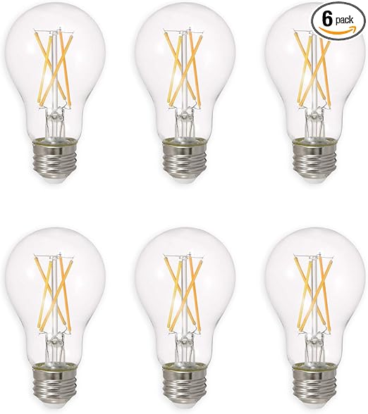 Ledvance Sylvania Led Truwave Natural Series Light Bulb, 60W Equivalent, Efficient 8W A19, Medium Base, Dimmable, 800 Lumens, 2700K, Soft White, Clear - 6 Pack (40806)