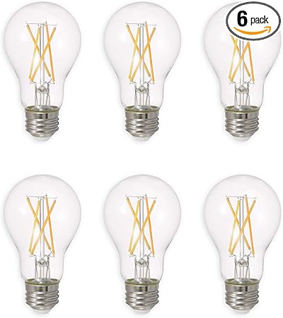 Ledvance Sylvania Led Truwave Natural Series Light Bulb, 60W Equivalent, Efficient 8W A19, Medium Base, Dimmable, 800 Lumens, 2700K, Soft White, Clear - 6 Pack (40806)