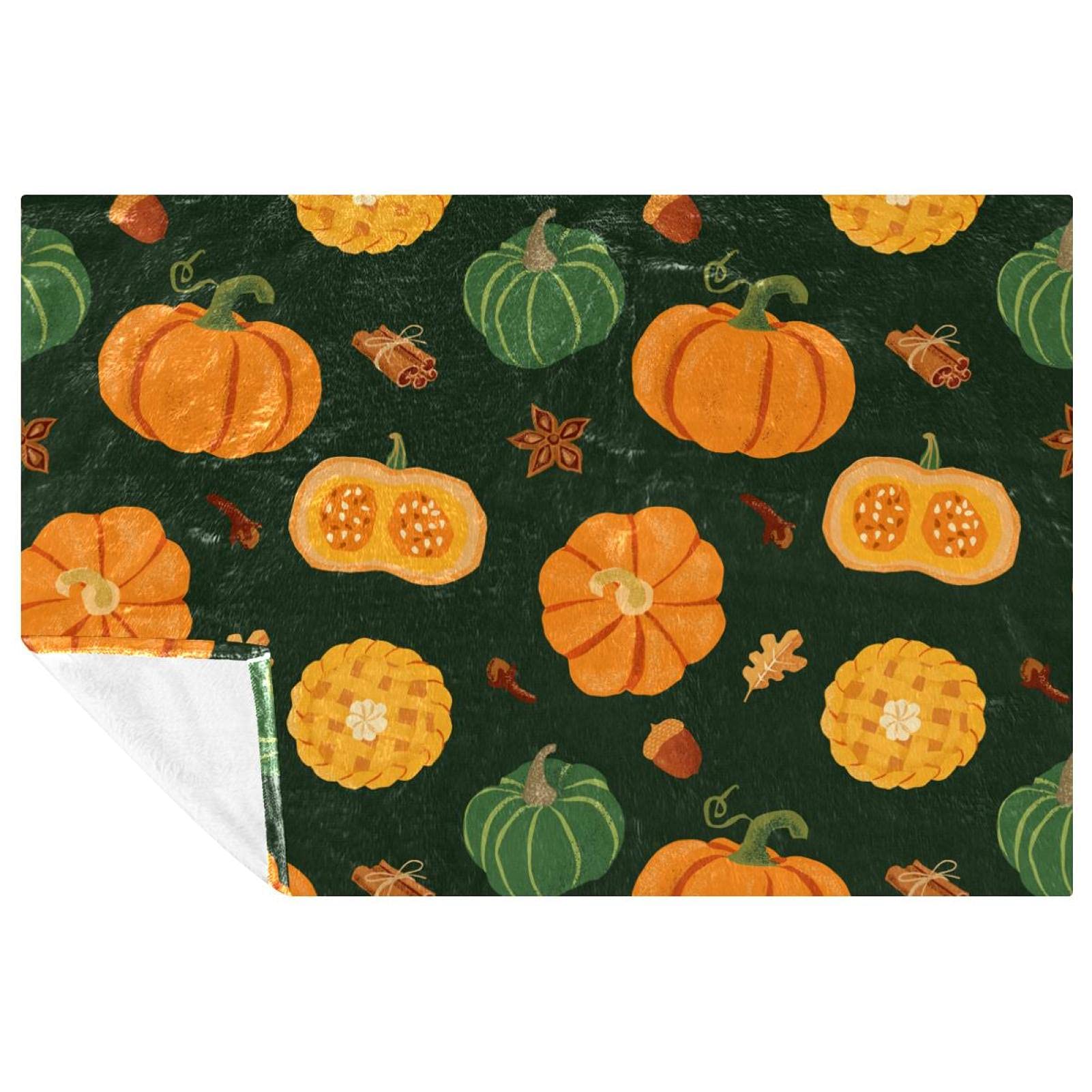 Couverture plaid chaude lit canapé motif citrouille automne 150x100 cm