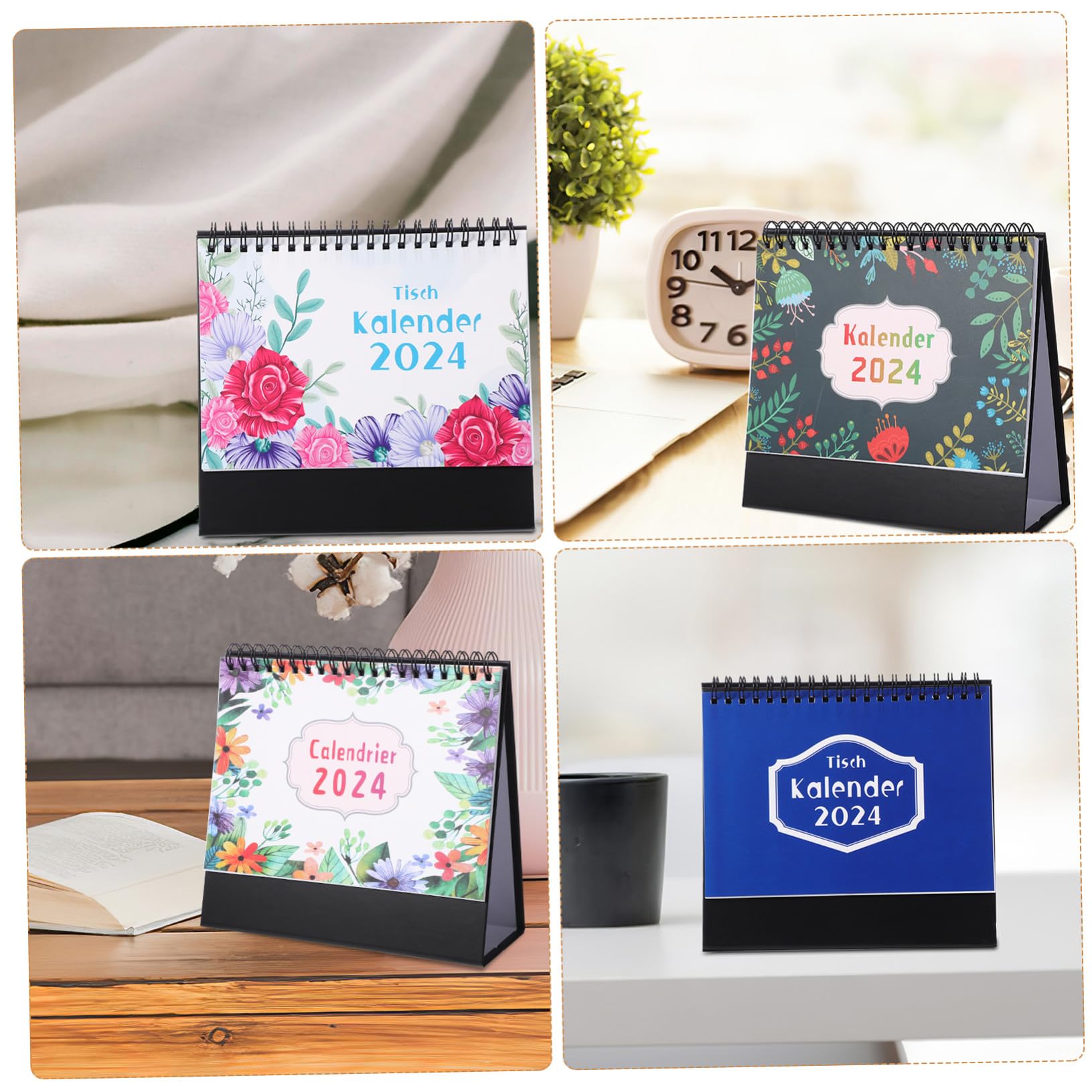 4 Pezzi Calendario da Tavolo con Rilegatura Spirale Planner Mensile Ufficio Calendari Desktop Stabili e Organizzati per Casa e Scrivania
