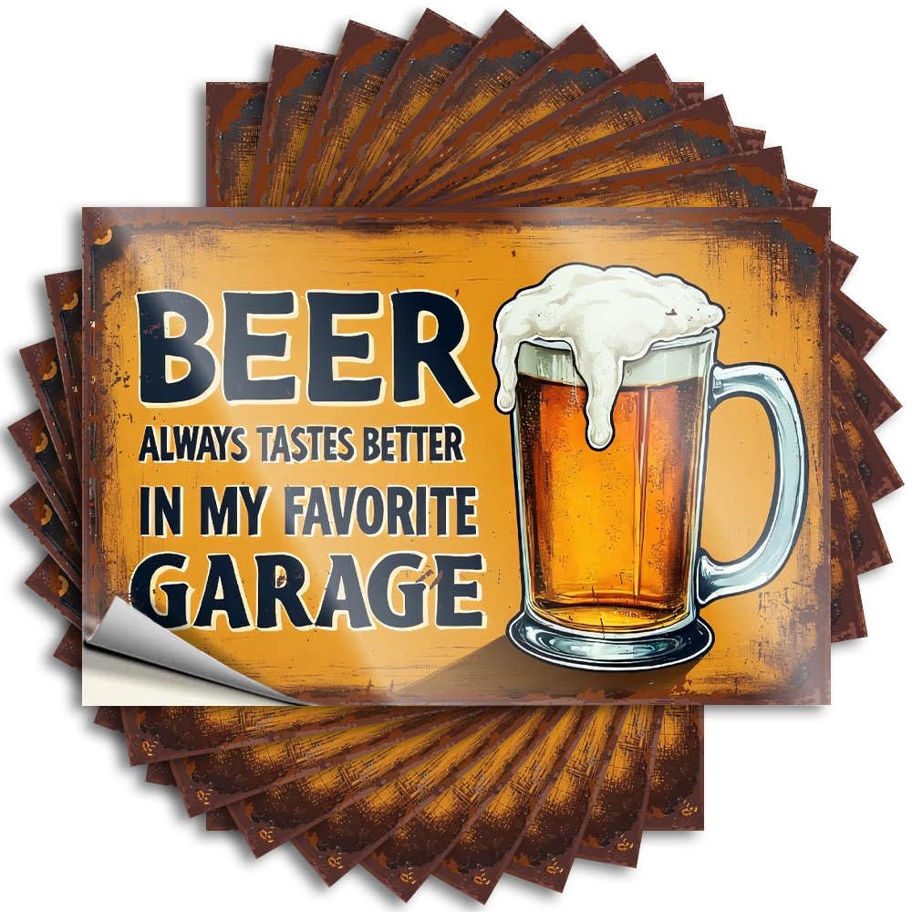 Country Room Decor Case Decal | Beer Always Tastes Better in My Favorite Garage Metal for Billiard Decor(6X9CM)