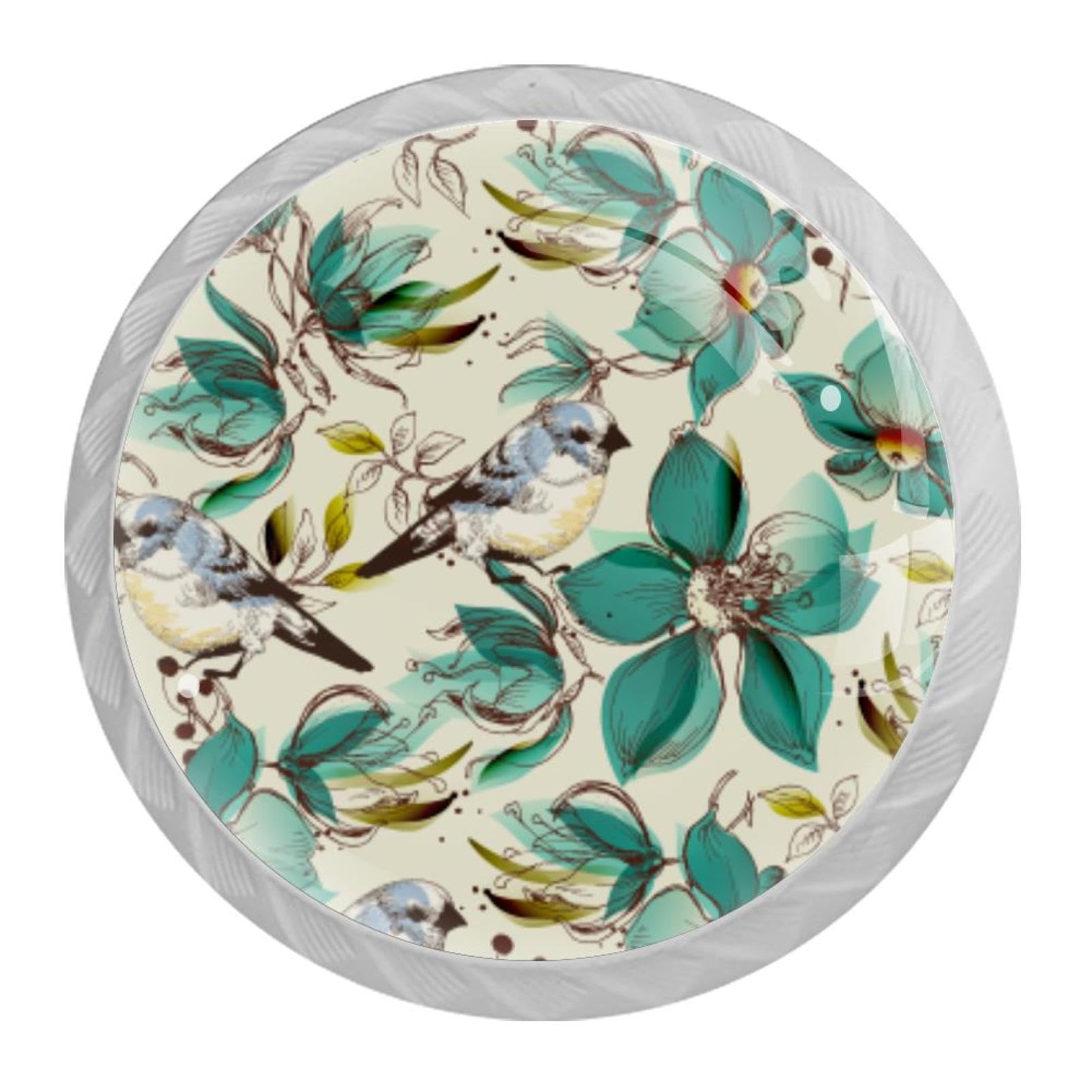Tqmspg Multi19 4 Pieces Drawer Pulls Flowers And Bird Door Knobs Dresser Handles For Kitchen Wardrobe Cupboard Hardware Furniture