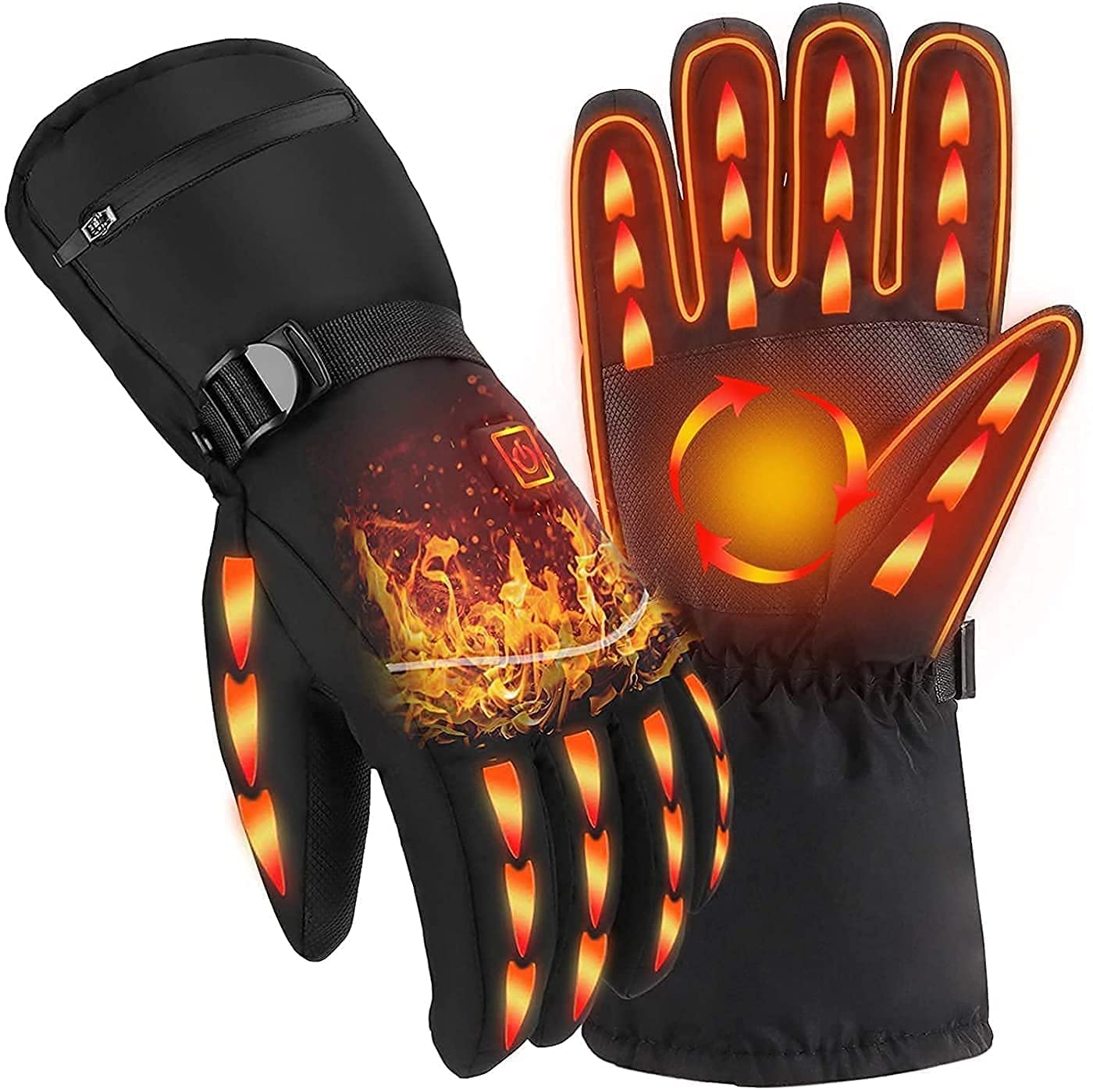 Gants chauffants d'hiver SBTXHJWCGLD tactiles et lavables pour ski et sport - Noir S