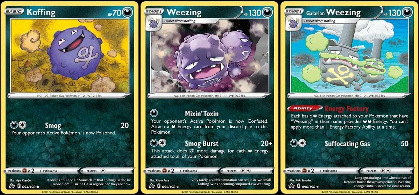 Galarian Weezing Weezing - Chilling Reign - Rare - Pokemon Card Lot - 096 198 095 198