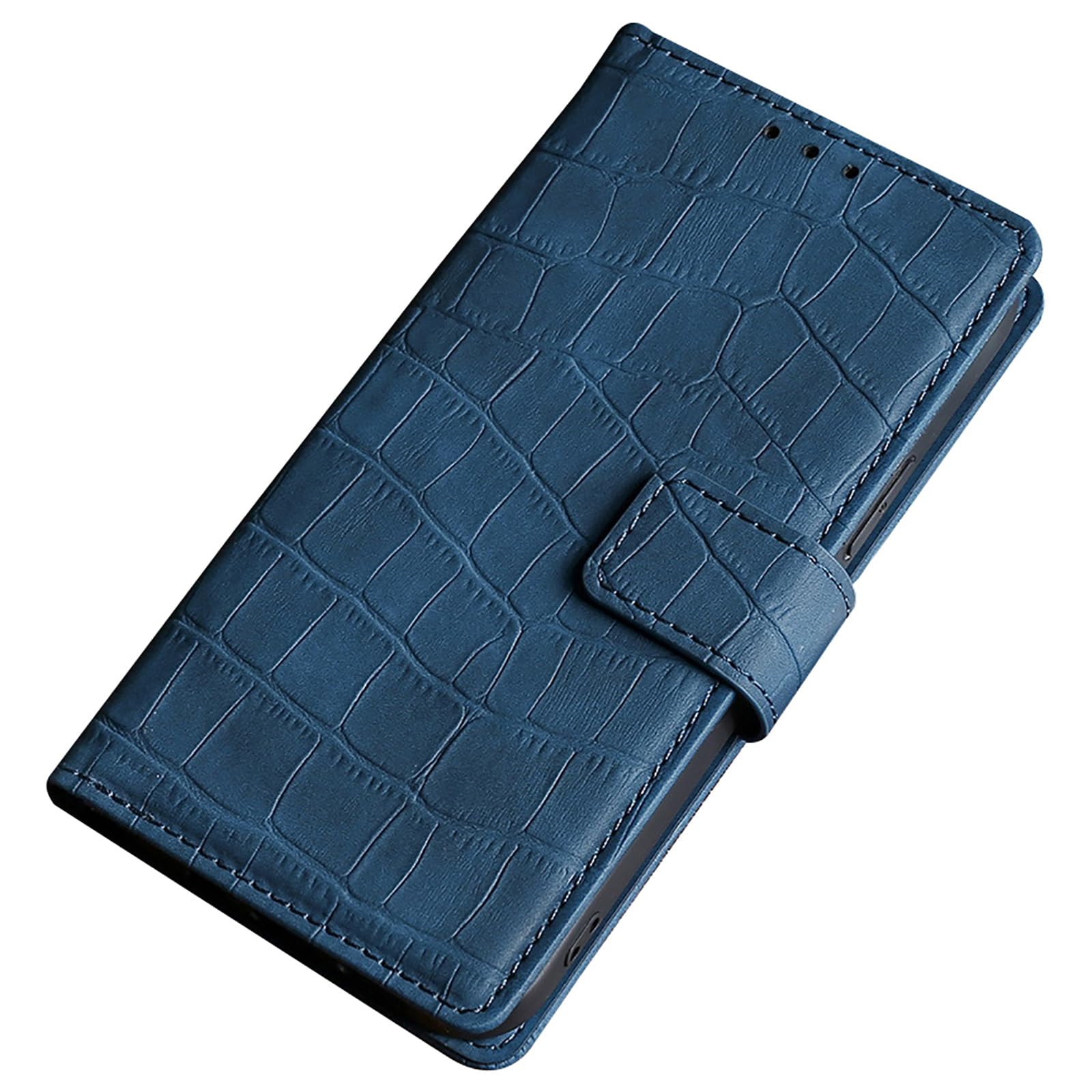 Étui Google Pixel 9 Pro en cuir motif crocodile bleu luxe avec béquille