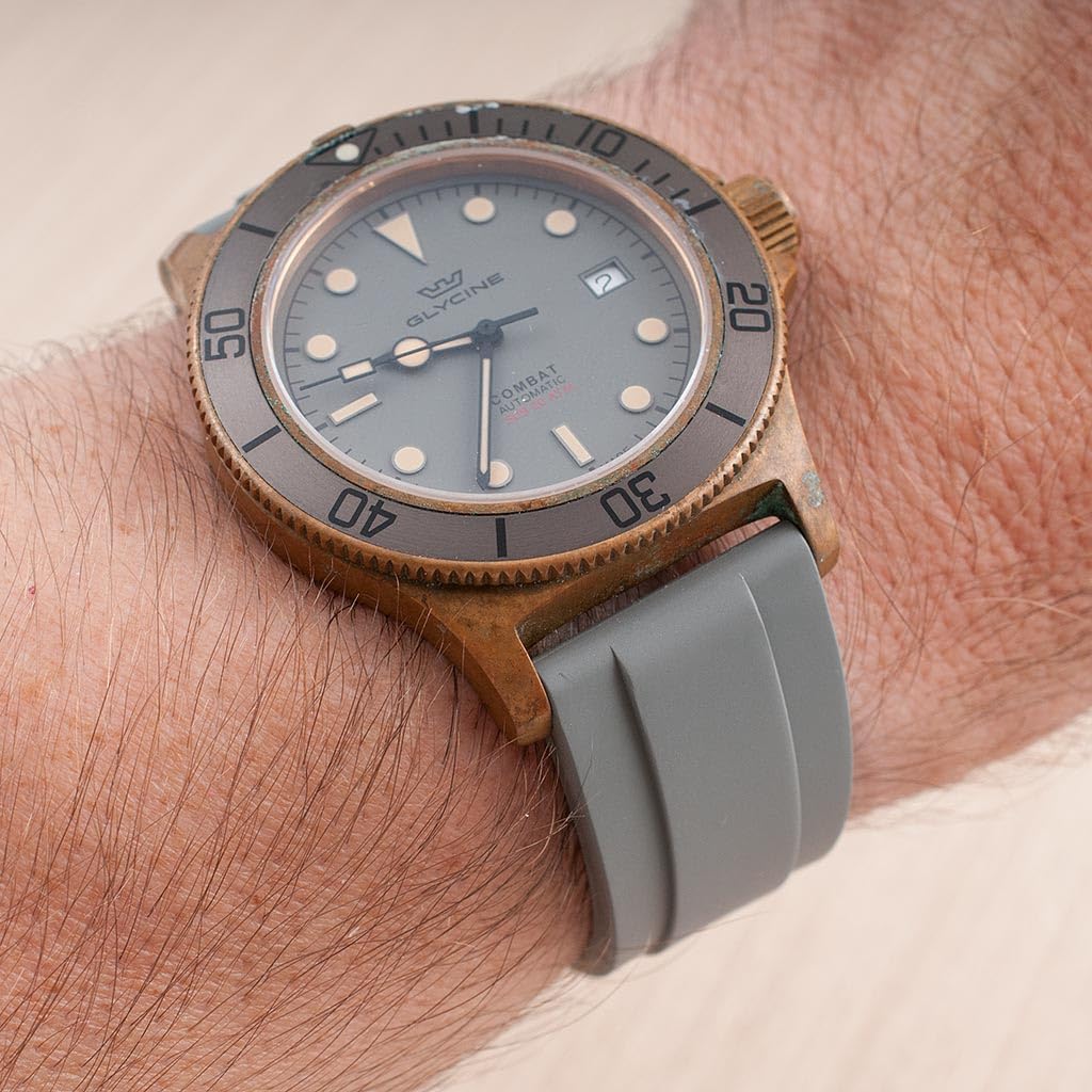 StrapHabit Bracelet de montre extra long pour grands poignets – Bracelet en caoutchouc à dégagement rapide FKM 20 mm 22 mm