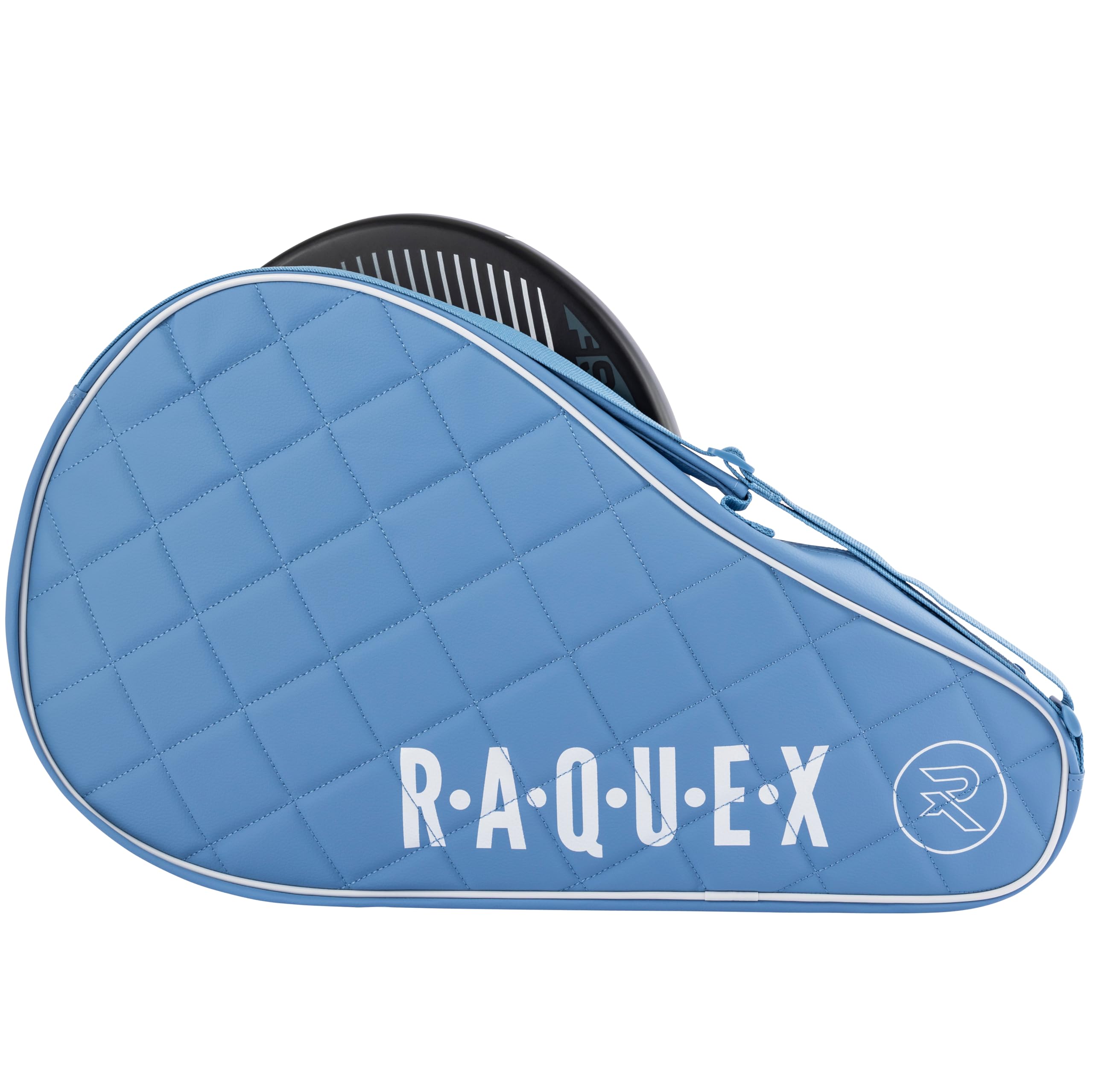Elite Padel Racket Cover Bag - Black or Blue, for 1 Racquet – Quilted Faux Leather Bag with Padded Protection – Luxury Gift