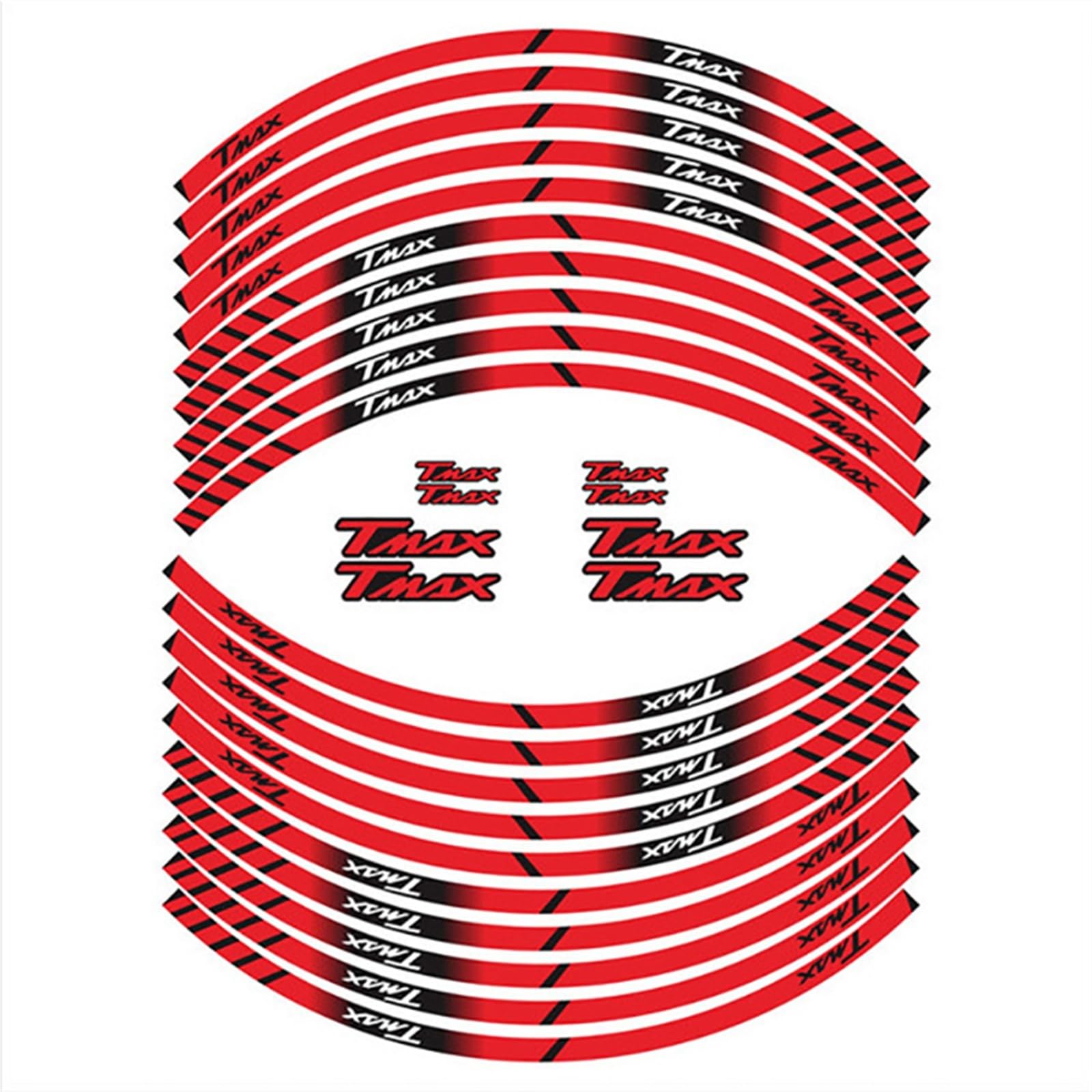 Motorrad Vorne Hinten Reifen Aufkleber Reflektierende Rad Decals Aufkleber Für TMAX500 TMAX530 DX SX T-MAX560(Red)