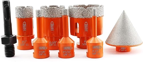 BGTEC - Juego de brocas con núcleo de diamante, sierra de agujero de diamante con rosca de 58-11 para azulejos de porcelana, ladrillo de mampostería