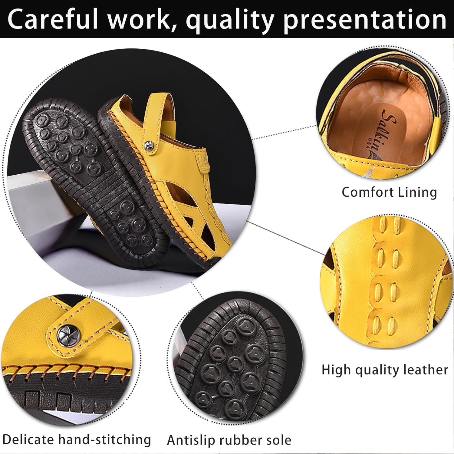 Women’s Handmade Leather Fisherman Sandals - Closed Toe Slip-On Breathable Design with Non-Slip Sole Stylish Summer Outdoor Beach Shoes for Hiking Casual Wear & Water Activities