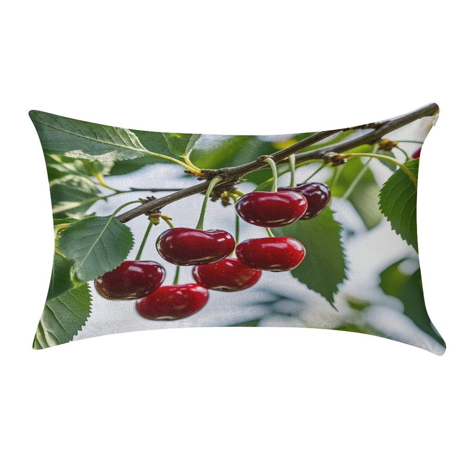 FekiLoot Red Cherry Pattern Pillow Covers Luxury Velvet Oblong Pillowcases Rectangular Throw Pillows Case Decorative Velvet Cushion Covers Ultra Soft Lumbar Pillow Shells 12 X 20 in