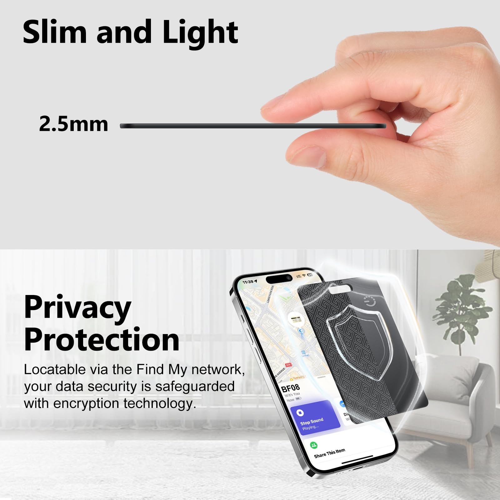 Smart Air Card Tag Wallet Tracker 1.8mm IP68 Bluetooth Locator for Apple Dov'è iOS