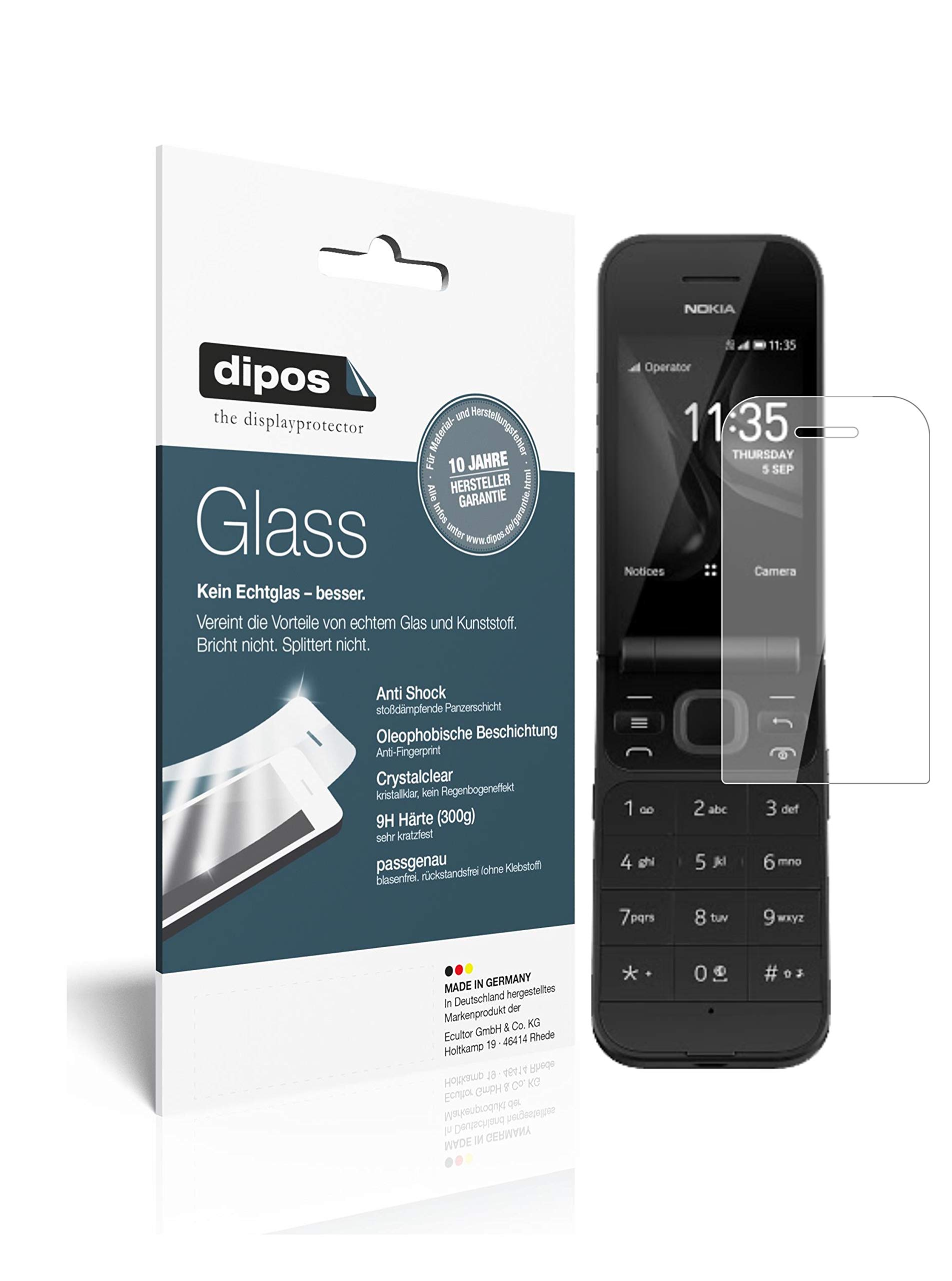 dipos I 2X Pellicola Protettiva Opaco Compatibile con Nokia 2720 Flip Protezione Vetro Flessibile 9H (1x Anteriore + 1x Posteriore