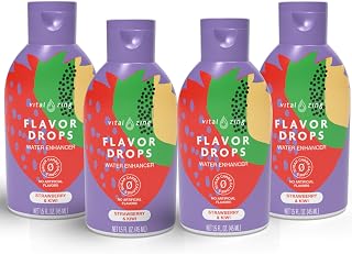 Vital Zing Flavor Drops Liquid Water Enhancer -Strawberry Kiwi 4 Pack - Sugar Free-Made in New Zealand -No Preservatives or Artificial Flavors –Naturally Sweetened w/ Stevia-Makes 176 Drinks(1.5 Fl oz, Strawberry Kiwi)