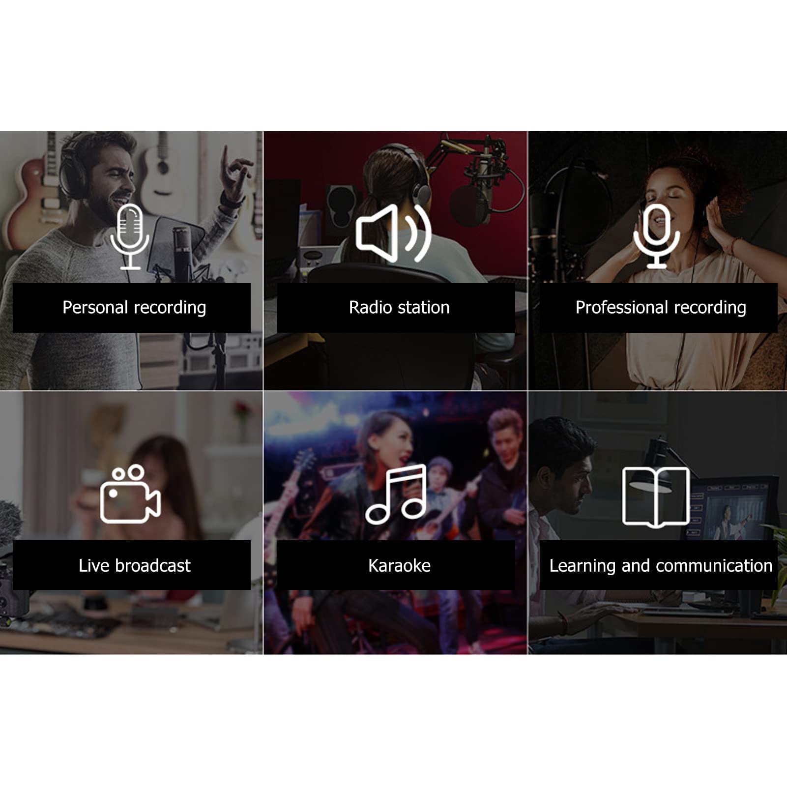 Mikrofon, Mikrofon Przewodowy Mikrofon Kardioidalny Cnser z Mocowaniem Amortyzującym do S Podcasting Streaming Broadcasting Asmr
