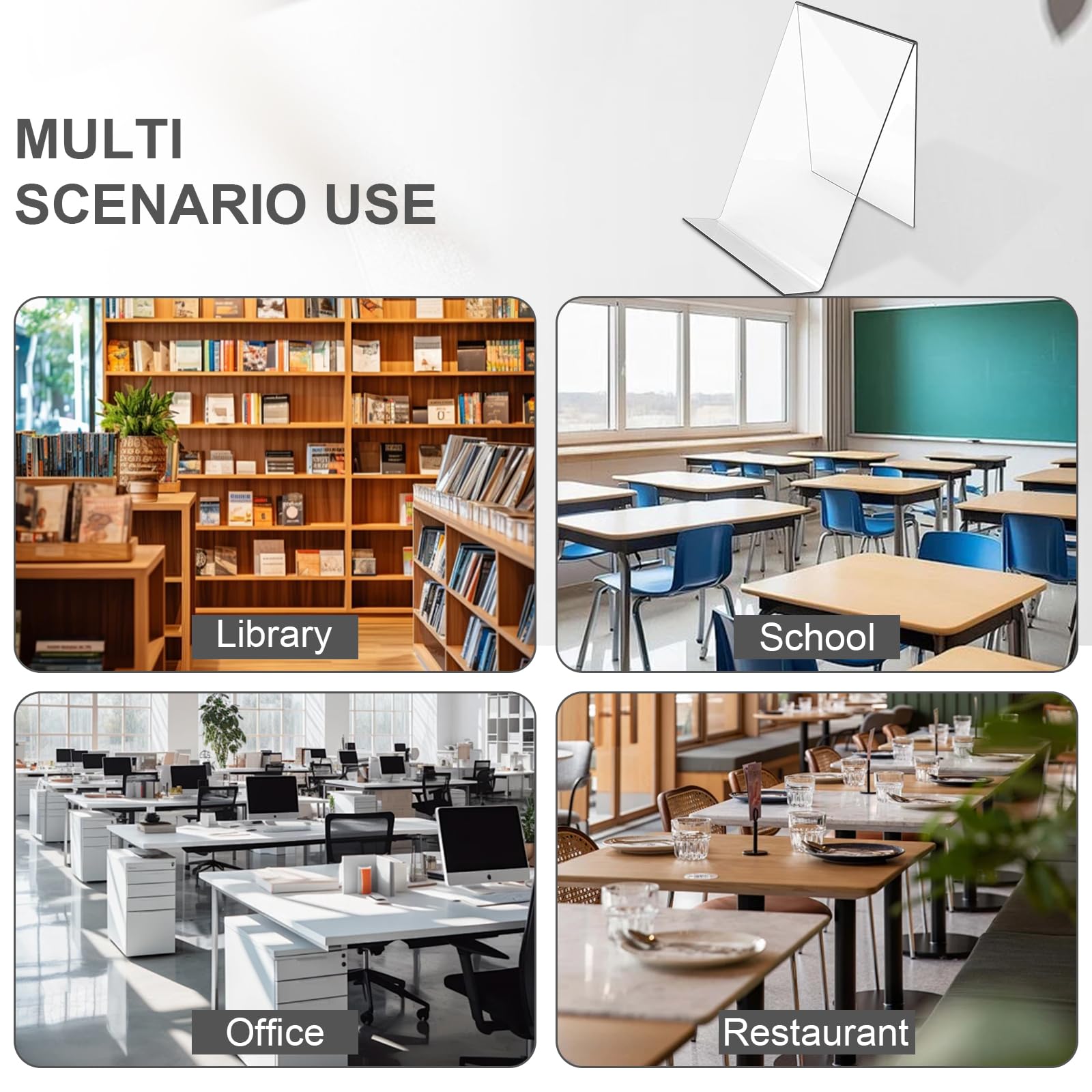 6 supporti per libri in acrilico trasparente, espositore per libri, telefoni, quaderni, opere d'arte, spartiti, opuscoli e altri piccoli oggetti (12)