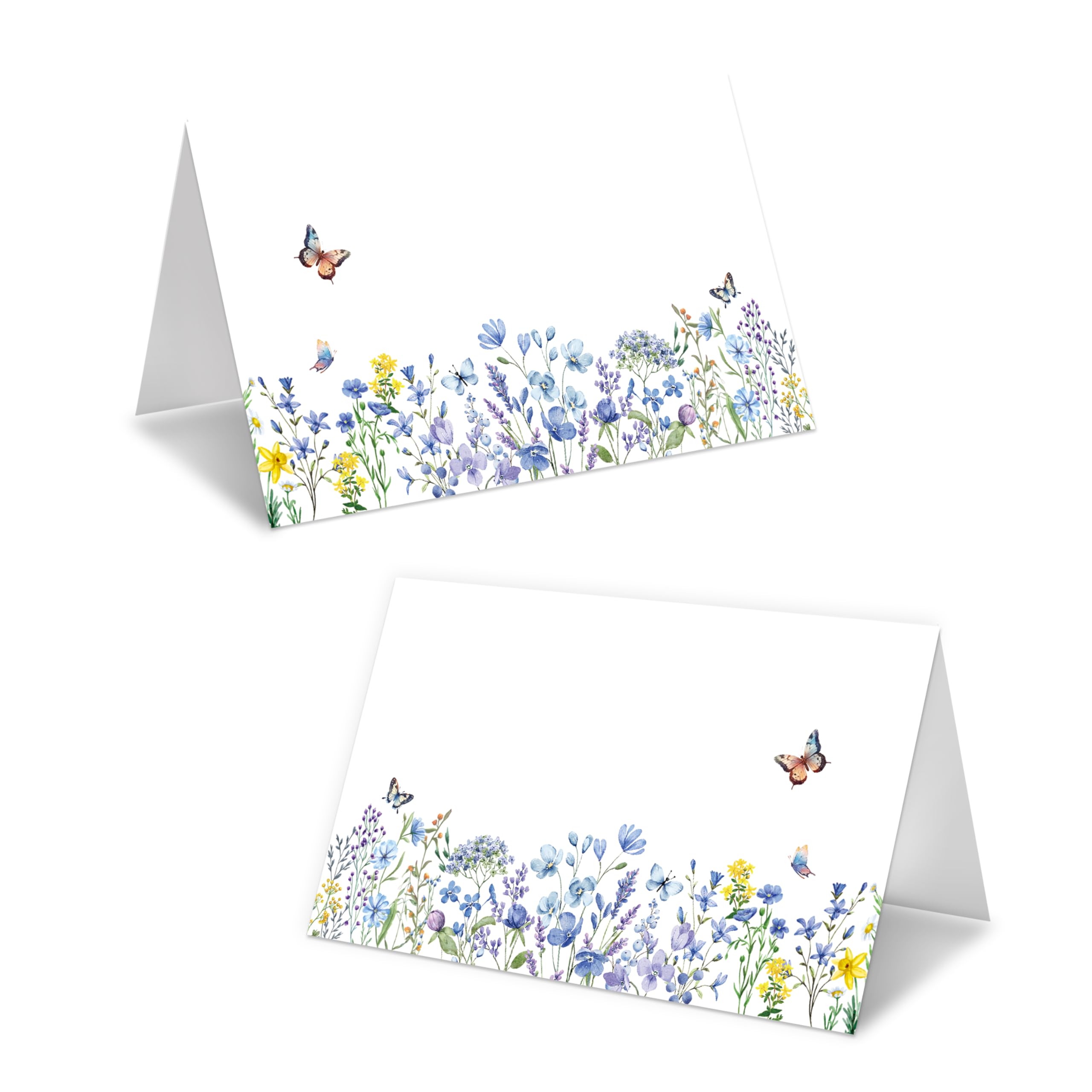 Wildflowers Place Cards For Girls, Floral Butterfly Name Card For Table Setting, Spring Holiday Party Favors Supplies, Wildflowers Tent Cards Decor