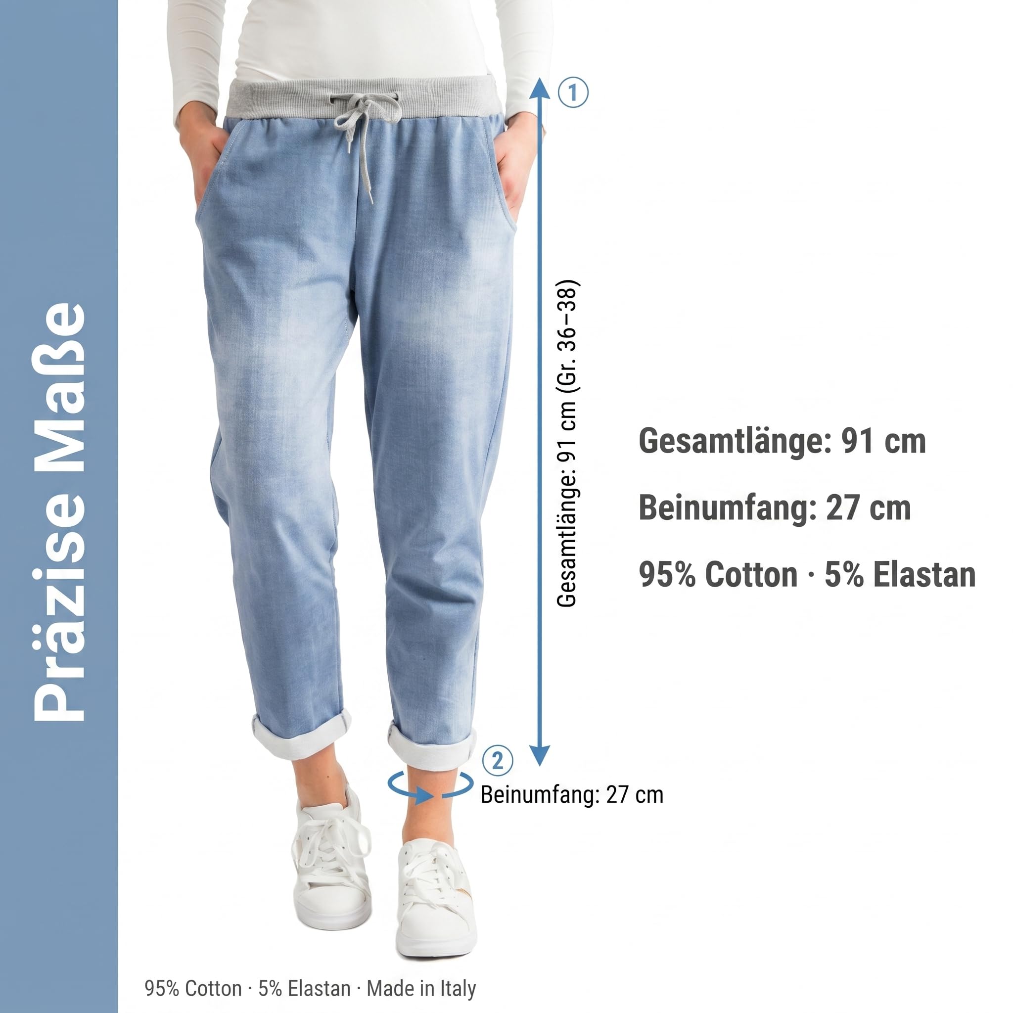 Damen Jogginghose, Bequeme Sweatpants im Boyfriend-Style, Weiche Baumwollmischung, Größen 36 bis 46 Freizeit und Sporthose