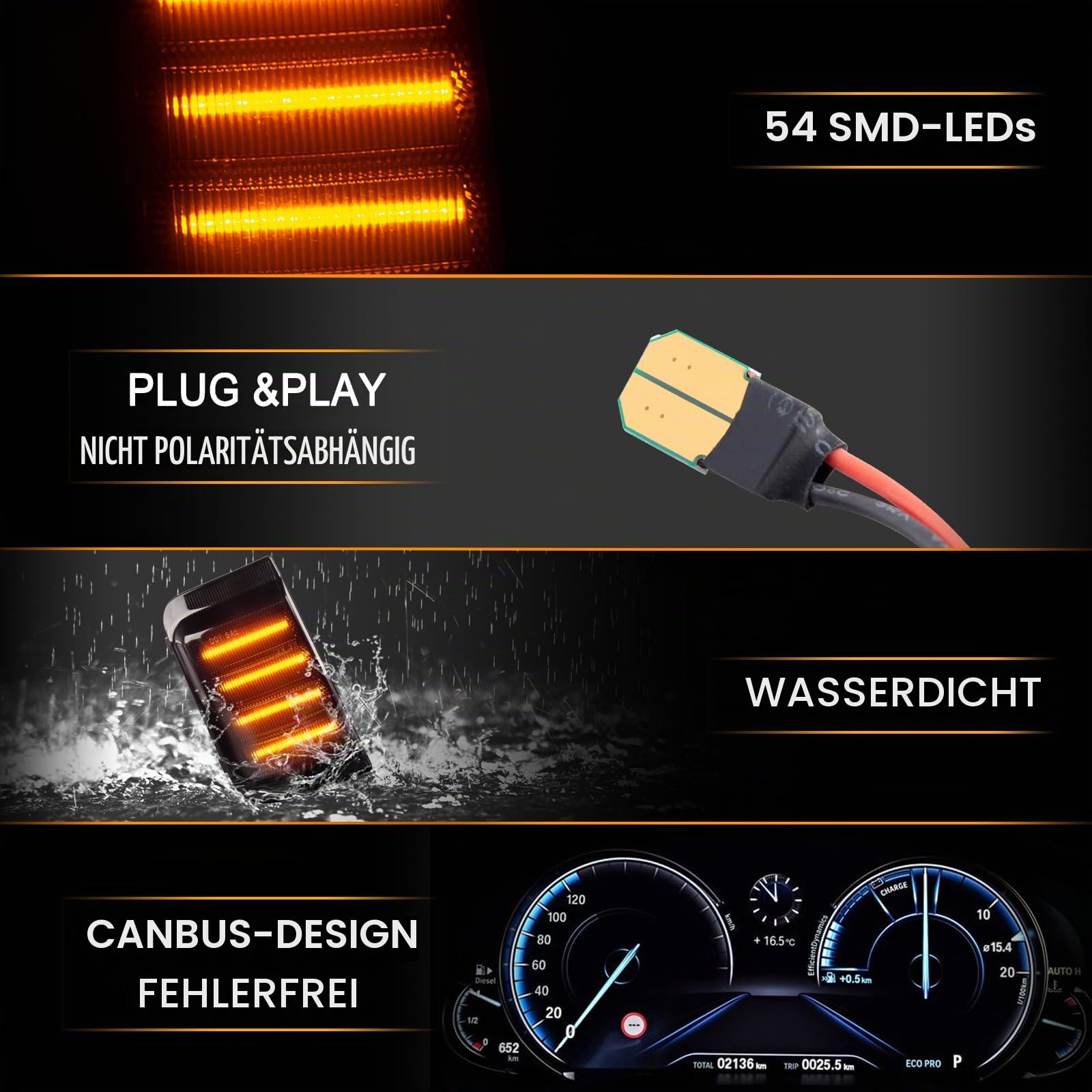 LED Spiegelblinker für Fiat Ducato Ram Promaster Citroen Jumper Relay Boxer Opel Movano C, LED Beleuchtung seitenmarkierungsleuchten mit Canbus Fehlerfrei, Fahrtrichtungsanzeiger