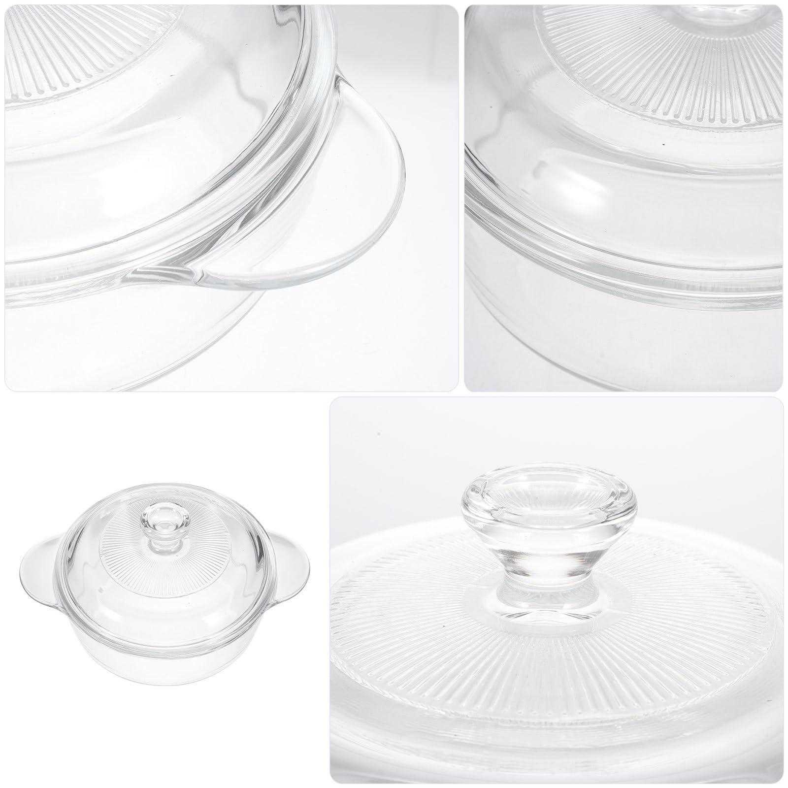 POPETPOP Glas Kochgeschirr Suppentopf mit Hitzebeständigem Deckel 1 Liter Volumen Bleifreies Gehärtetes Glas Geeignet für Instantnudeln und Suppen im Hausgebrauch