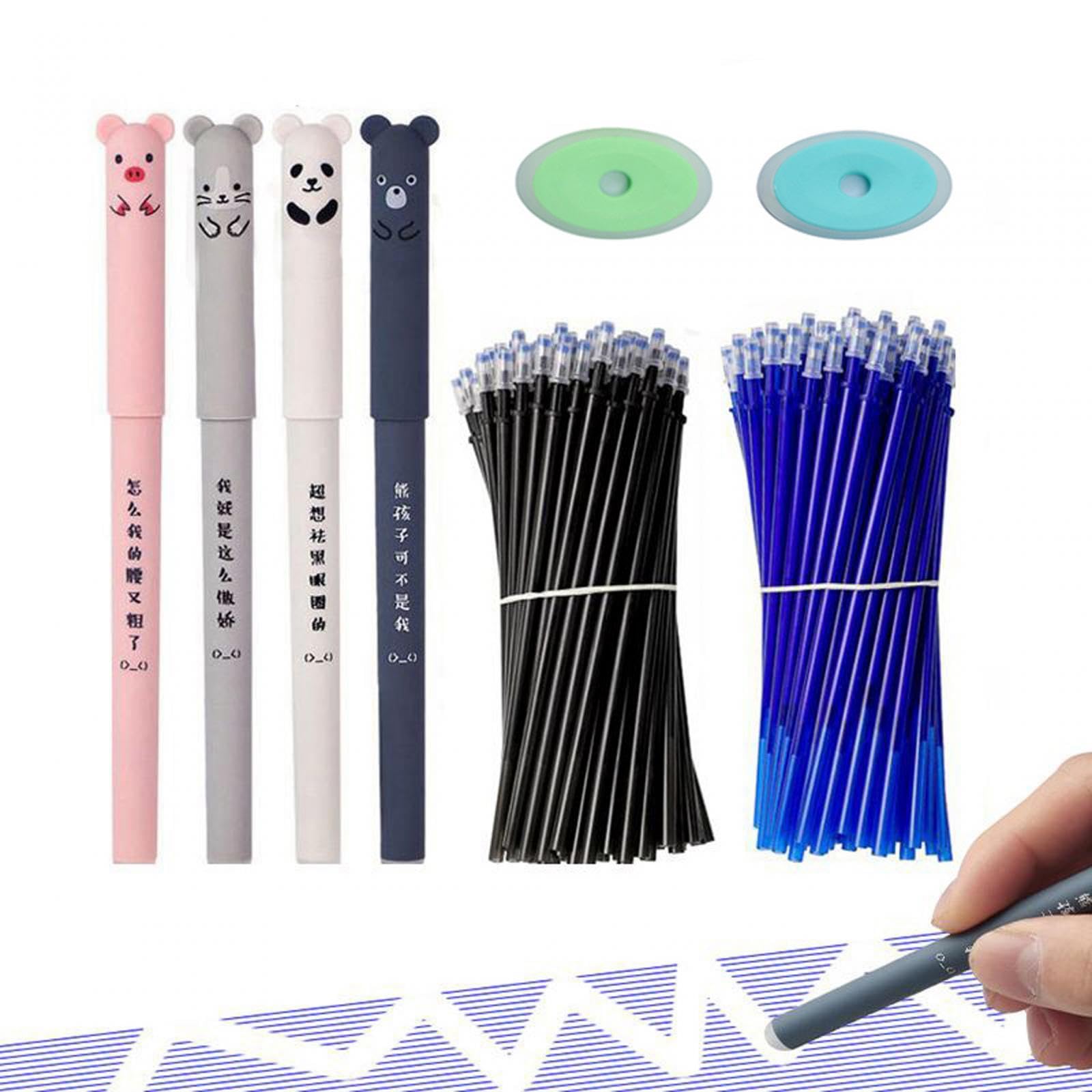 Lot de 10 recharges de stylo effaçables - Fournitures scolaires pour l'école et le bureau - Encre noire