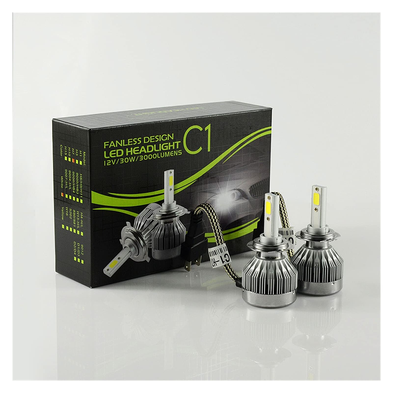 fari a LED Fari dell'automobile Fanale Fendinebbia LED Tutto in Uno Bianco Bulbs Bianchi Bianchi per Automotive 2 PCS H7 60W 6000LM COB Lampadina a LED