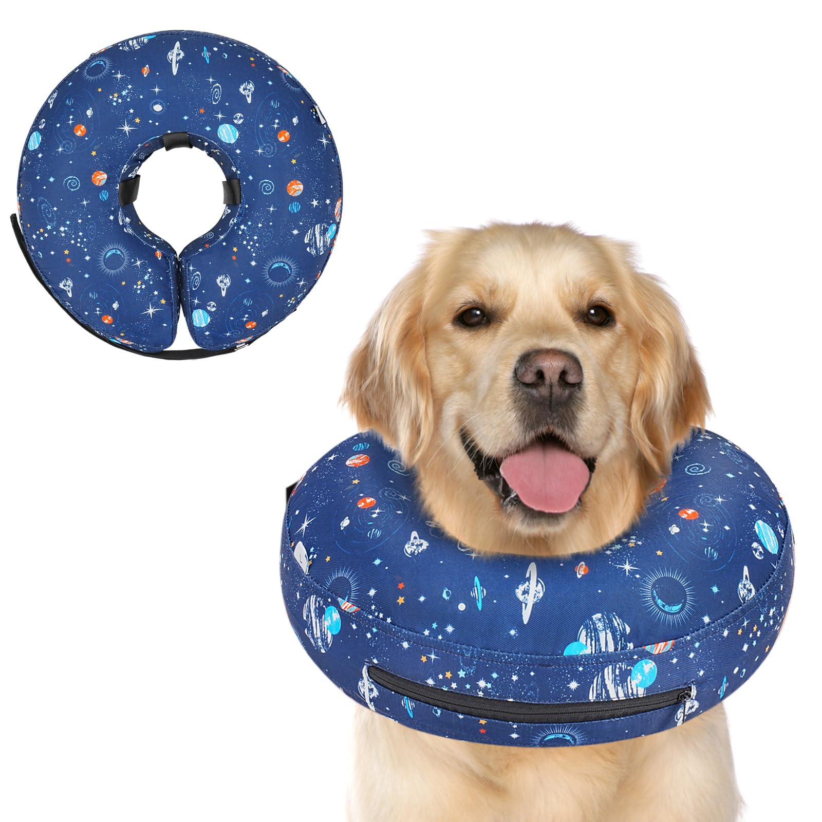Supet Inflatable Dog Cone Collar Alternative After Surgery, Dog Neck Donut Collar Recovery E Collar, Soft Pet Cone for Small Medium Large Dogs