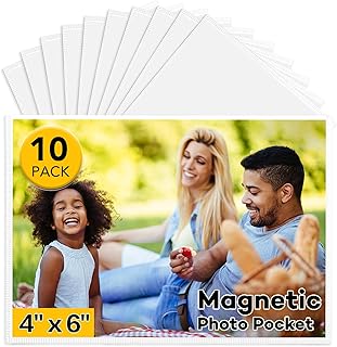 YixangDD 10 Pack Magnetic Picture Frame, 4 x 6 Inches Fridge Magnetic Photo Frames, Magnetic Photo Frames for Refrigerator, Home, School, Office (White)