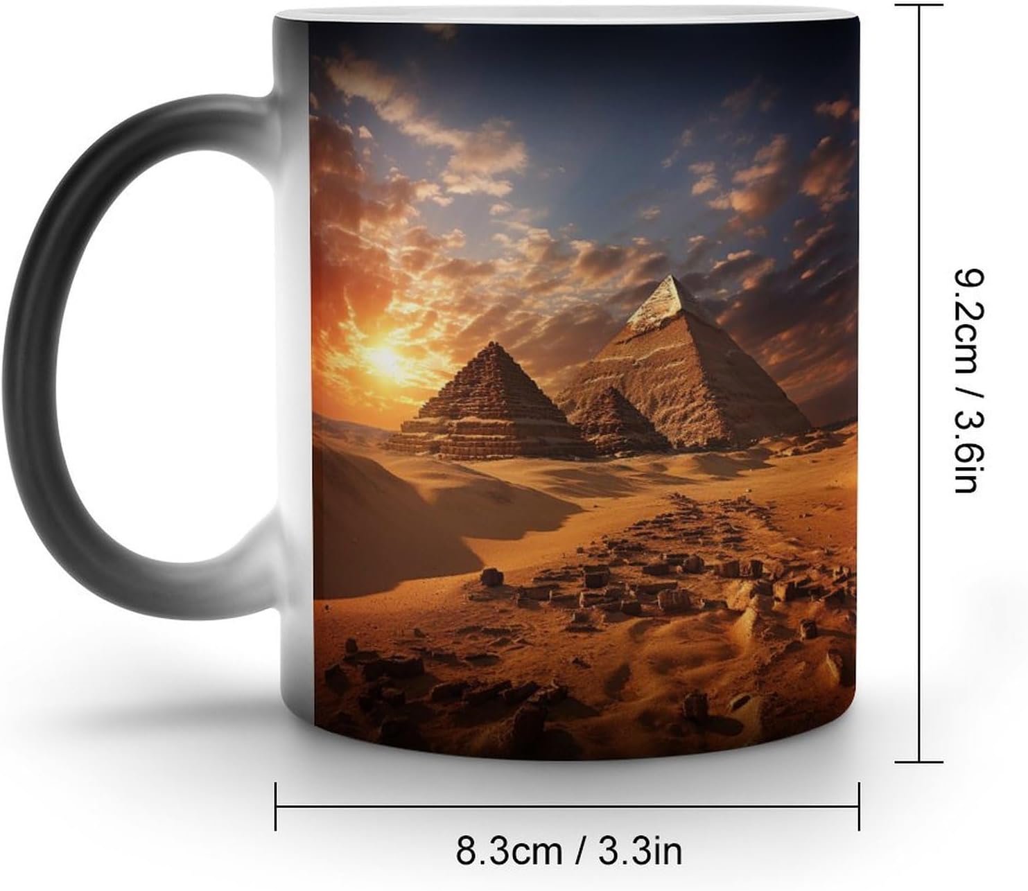 Color Changing Mug Egyptian Pyramids Printed Ceramic Coffee Mug Heat Changing Sensitive Mug Magic Heat Changing Coffee Mug Novelty Coffee Mugs