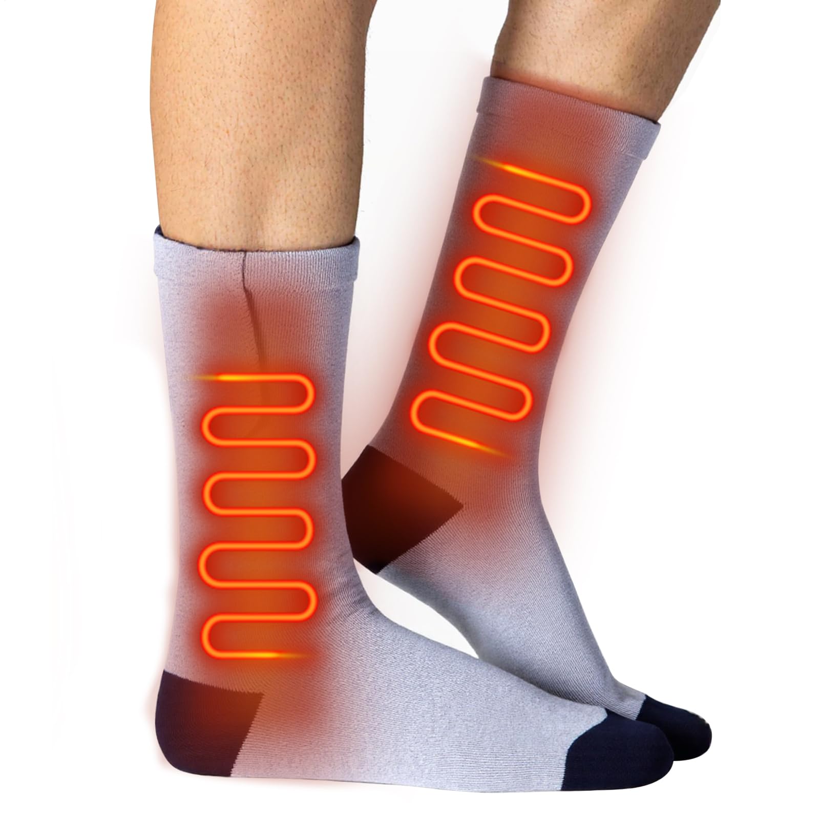 Chaussettes chauffantes – Chauffe-pieds rechargeables 2200 mAh pour temps froid | Chaussettes thermiques USB en coton avec 3 niveaux de chaleur antidérapants pour le ski, l'équitation, le camping, la