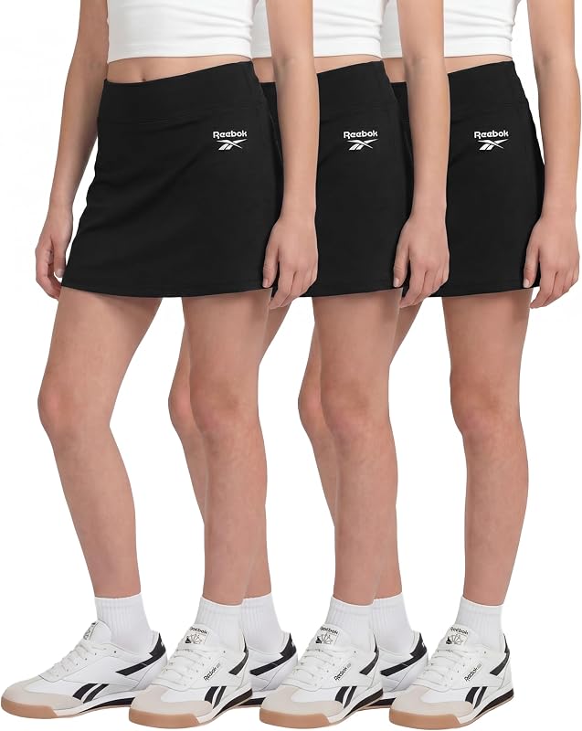 Reebok 3 Pack: Girls Skorts Athletic Dry Fit Tennis Golf Skirt with Built in Shorts Active for Kids Teens Tweens (Sizes 6-16)