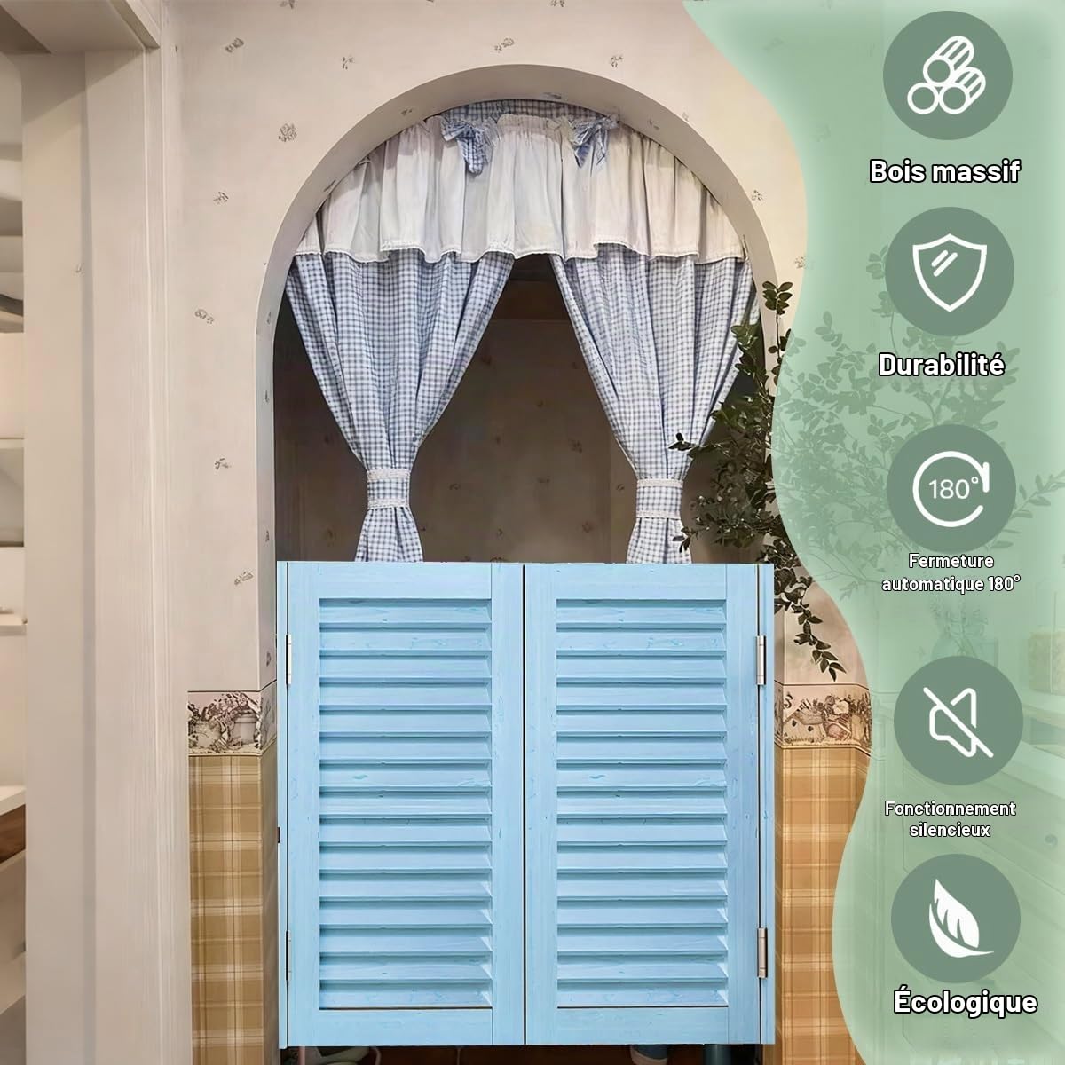 Saloon Porte Battante En Bois Massif, Portillon De Jardin, Porte Western Avec Charnières En Métal, Portes De Café W61-160cm Style Western Cowboy